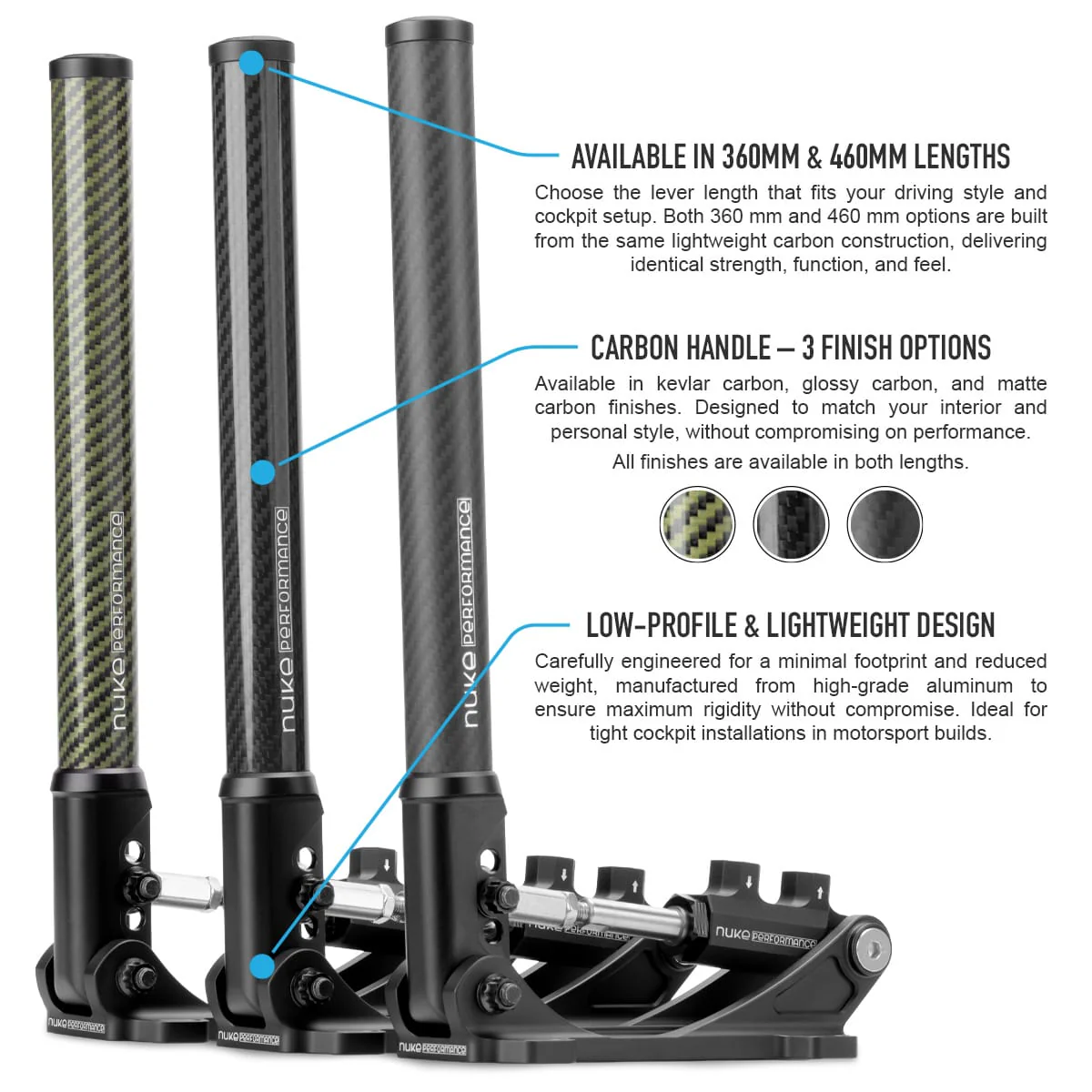 Nuke Performance Hydraulic Handbrake DriftSpec Pro, Glossy Carbon 360/460mm - Image 9