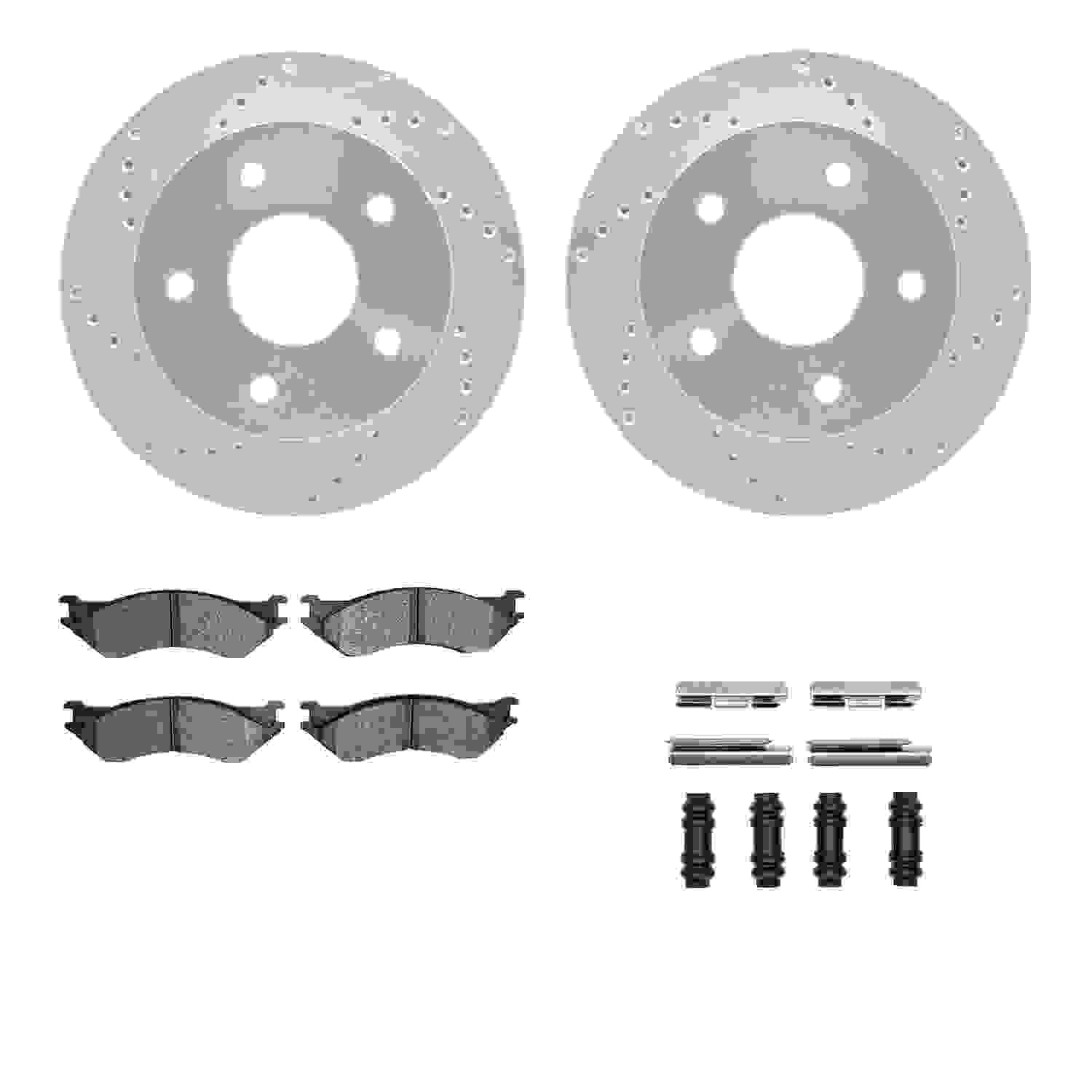 R1 Concepts 00-01 Dodge Ram 1500 Front Drill/Slot Silver Rotors w/Optimum Pads