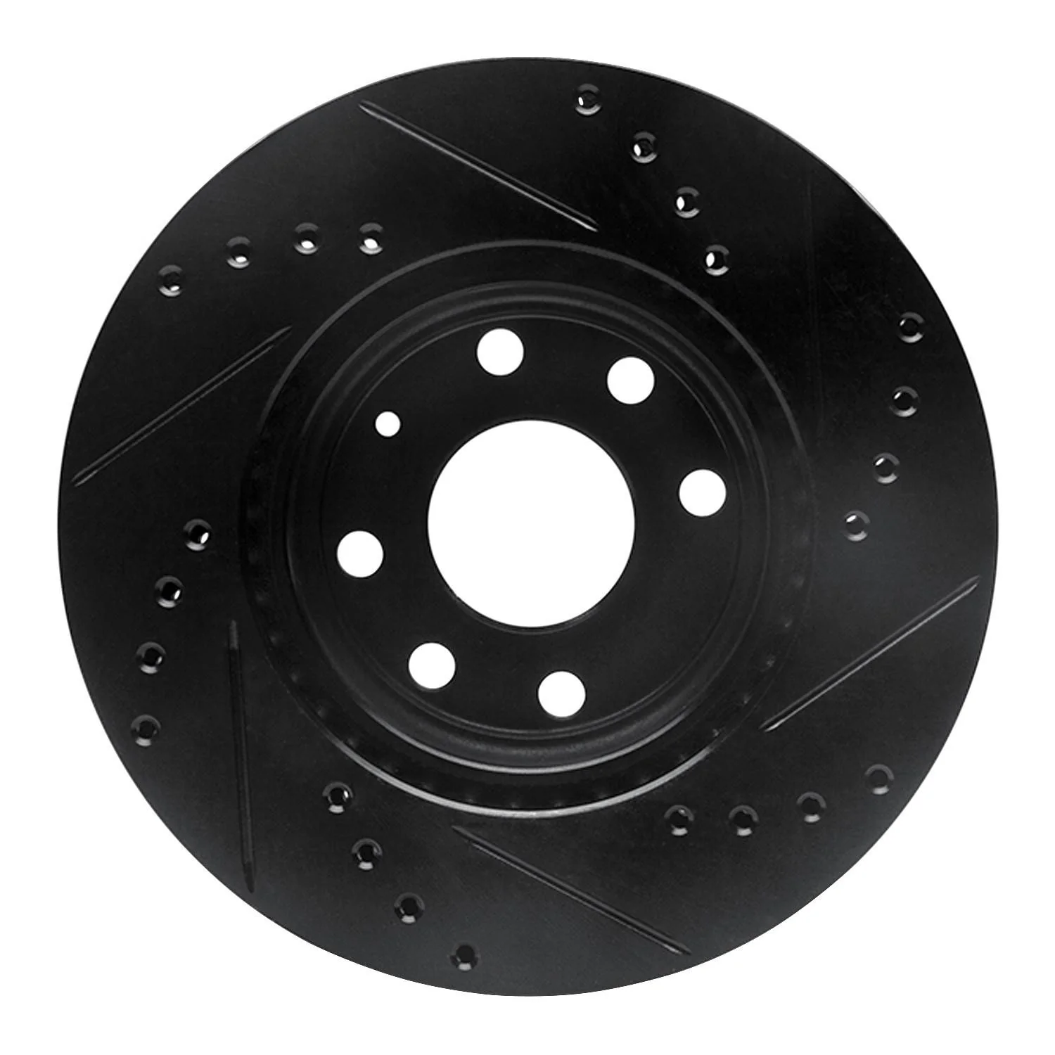 R1 Concepts 00-02 Daewoo Nubira Front Left Drilled & Slotted Black Brake Rotor - Image 2