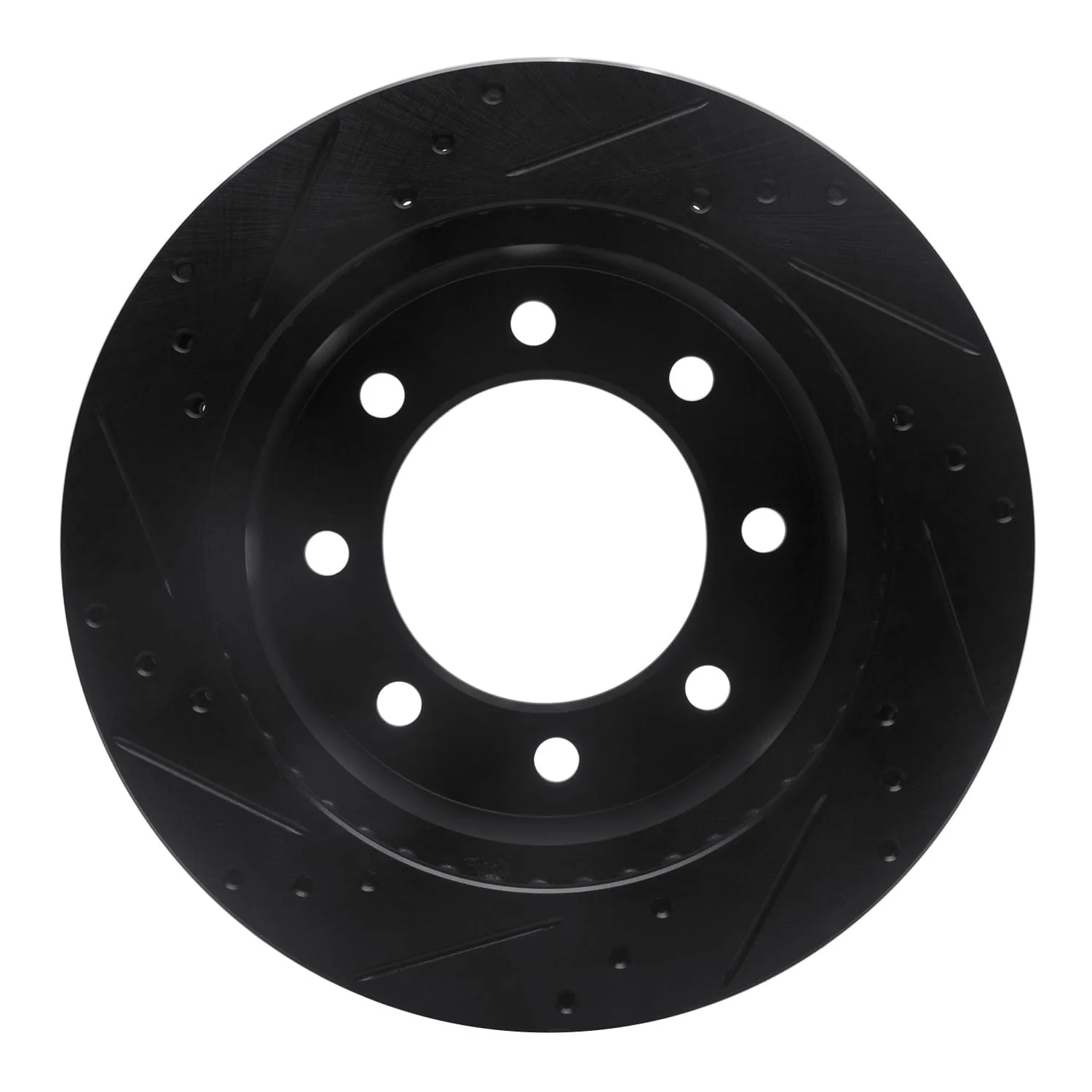 R1 Concepts 00-02 Dodge Ram 2500 Front Right Drilled & Slotted Black Brake Rotor - Image 2