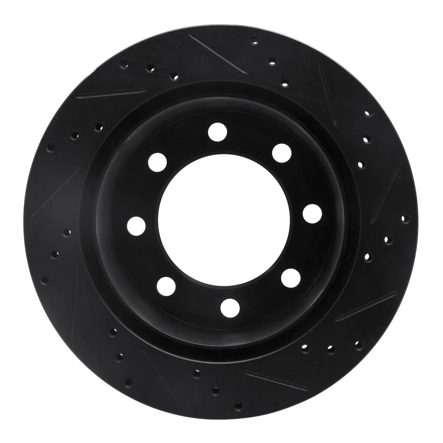 R1 Concepts 00-02 Dodge Ram 2500 Rear Left Drilled & Slotted Black Brake Rotor - Image 2