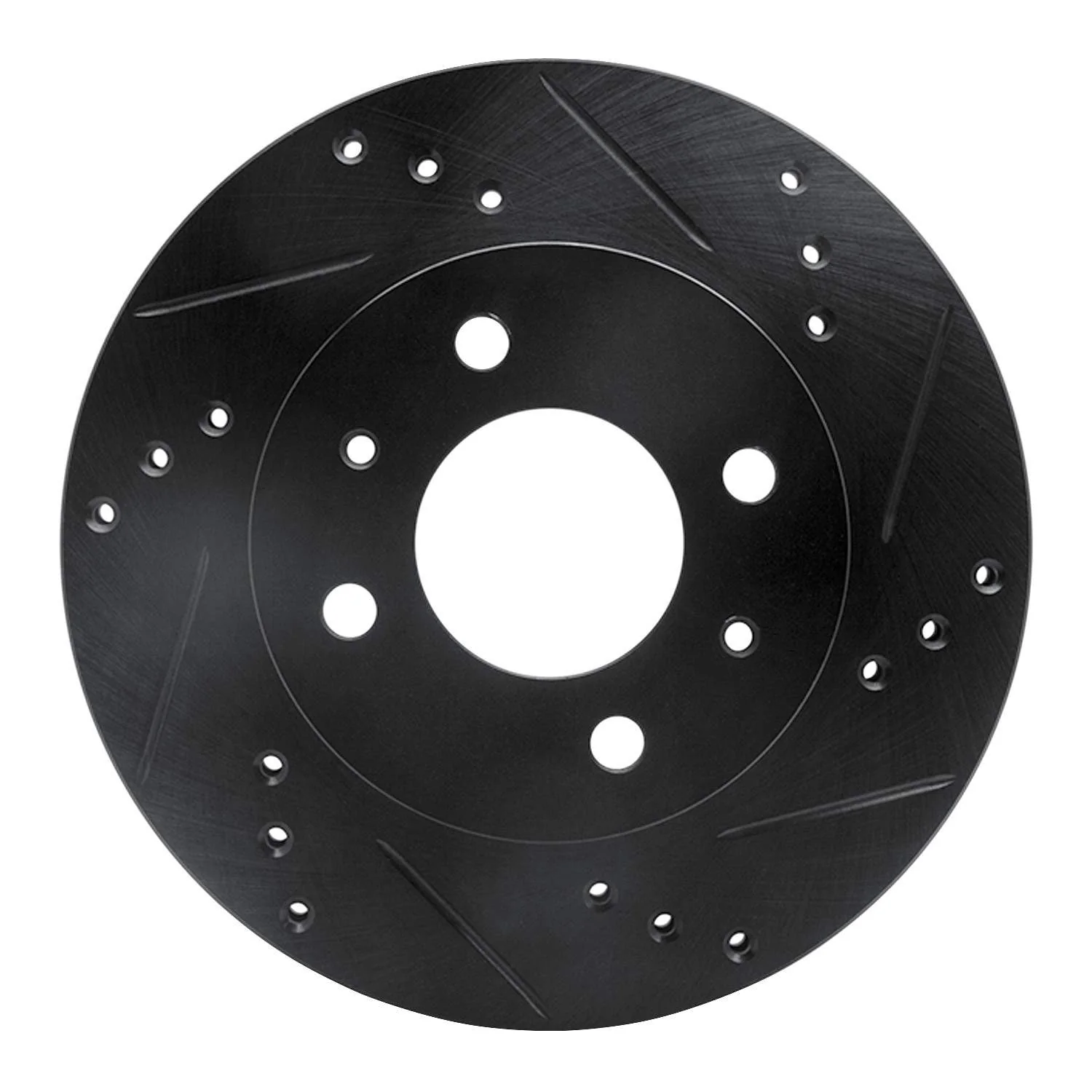 R1 Concepts 00-02 Hyundai Accent Front Right Drilled & Slotted Black Brake Rotor