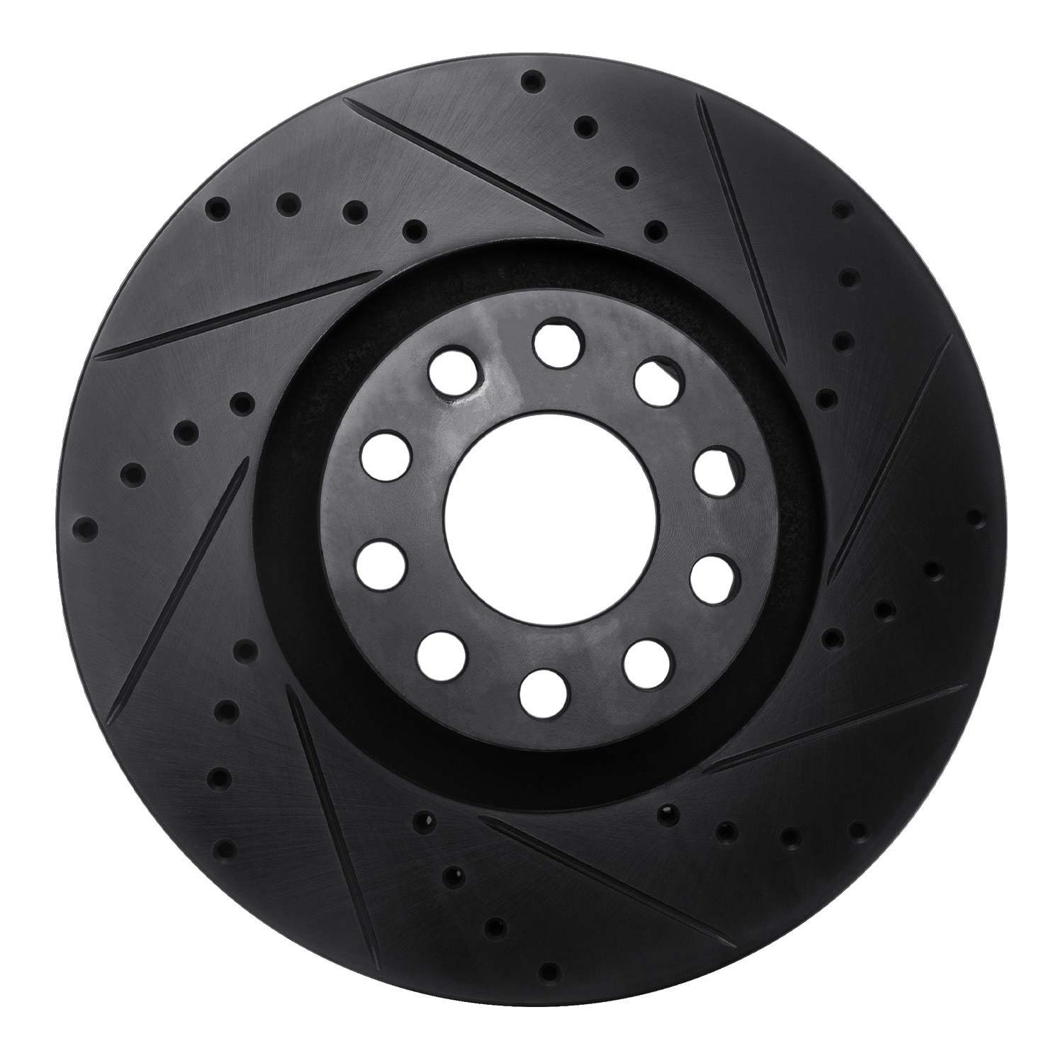 R1 Concepts 00-03 Audi A8 Front Right Drilled & Slotted Black Brake Rotor