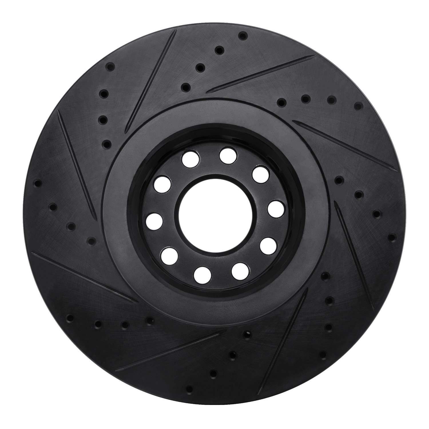 R1 Concepts 00-03 Audi A8 Front Right Drilled & Slotted Black Brake Rotor - Image 2