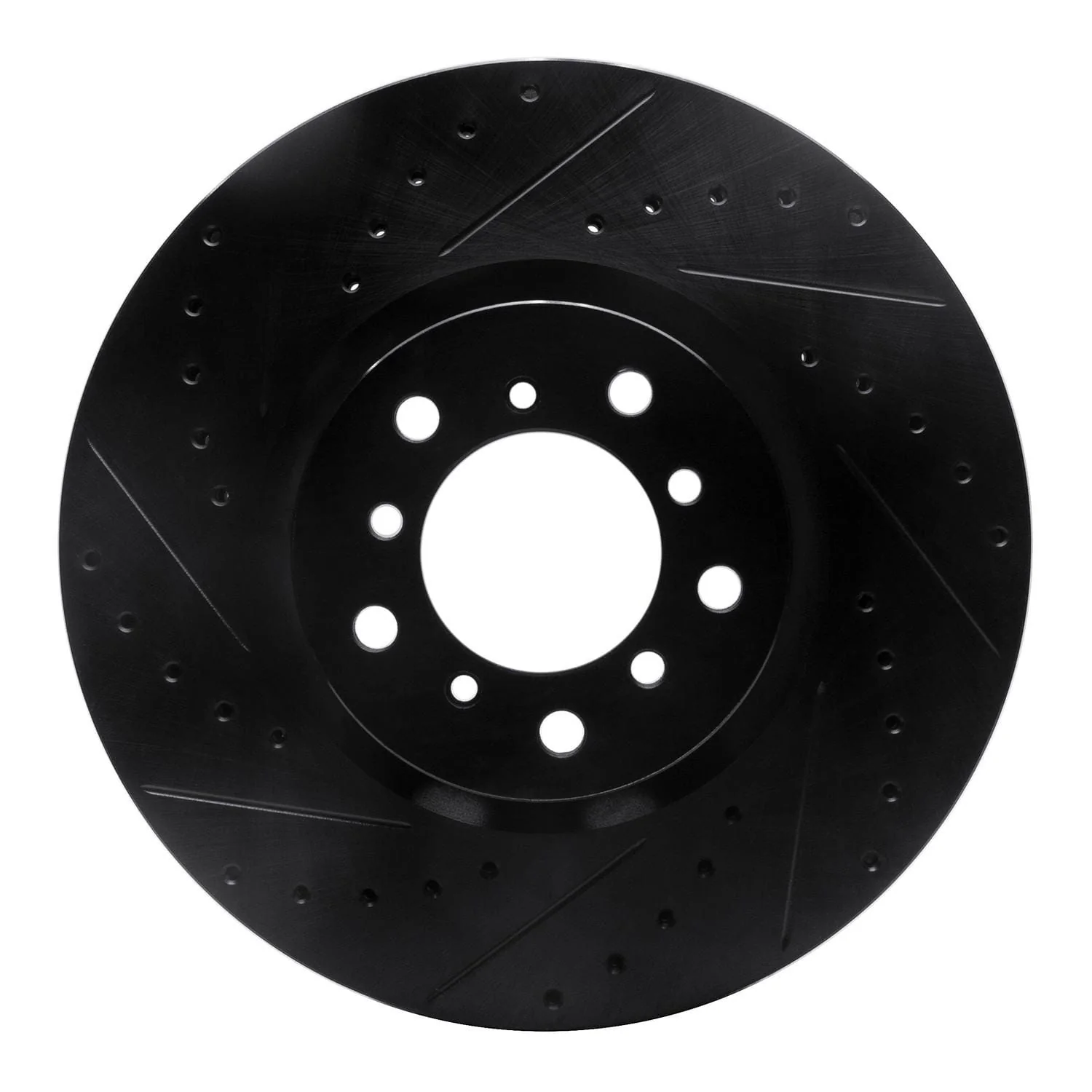 R1 Concepts 00-03 BMW M5 Right Front Drilled & Slotted Black Brake Rotor