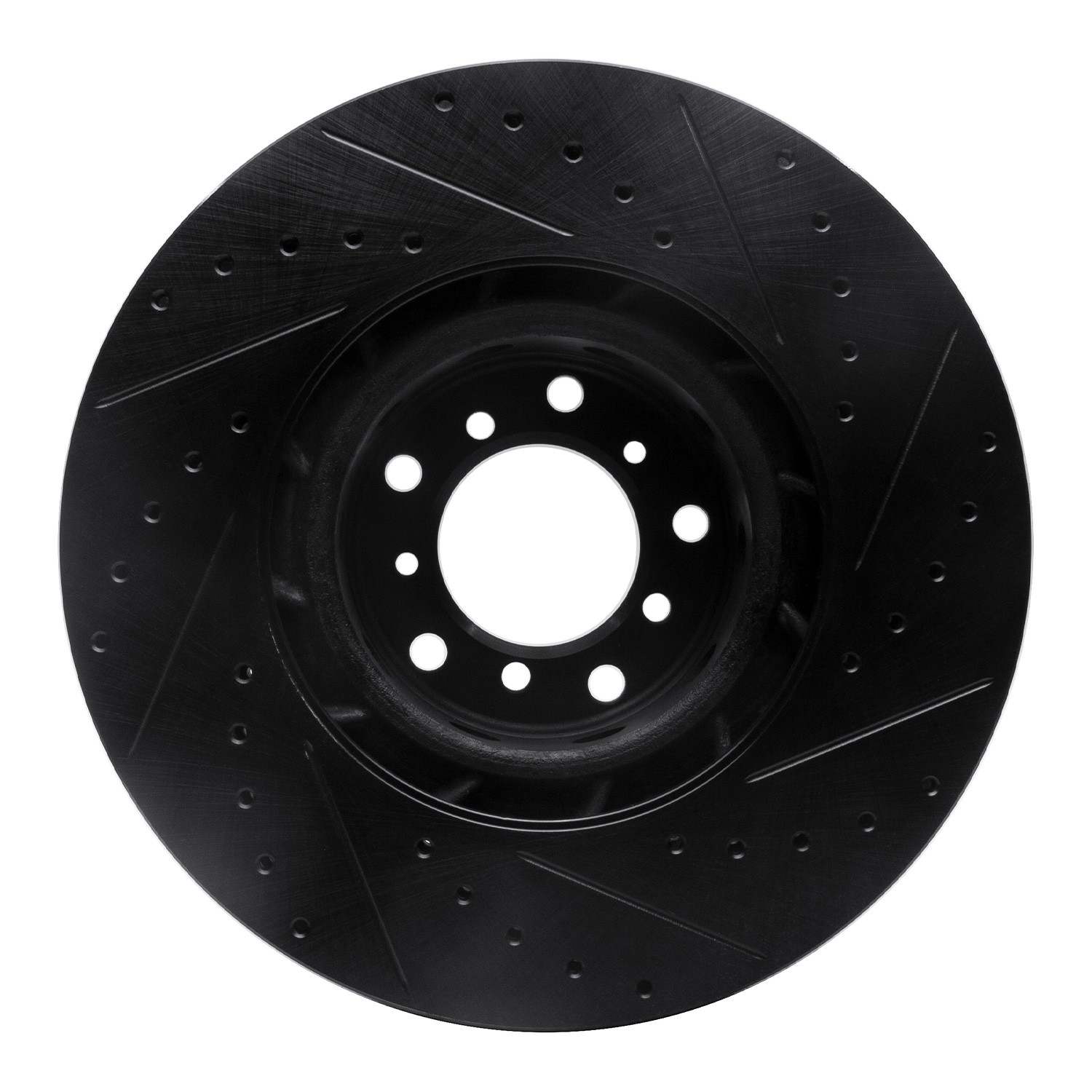 R1 Concepts 00-03 BMW M5 Right Front Drilled & Slotted Black Brake Rotor - Image 2