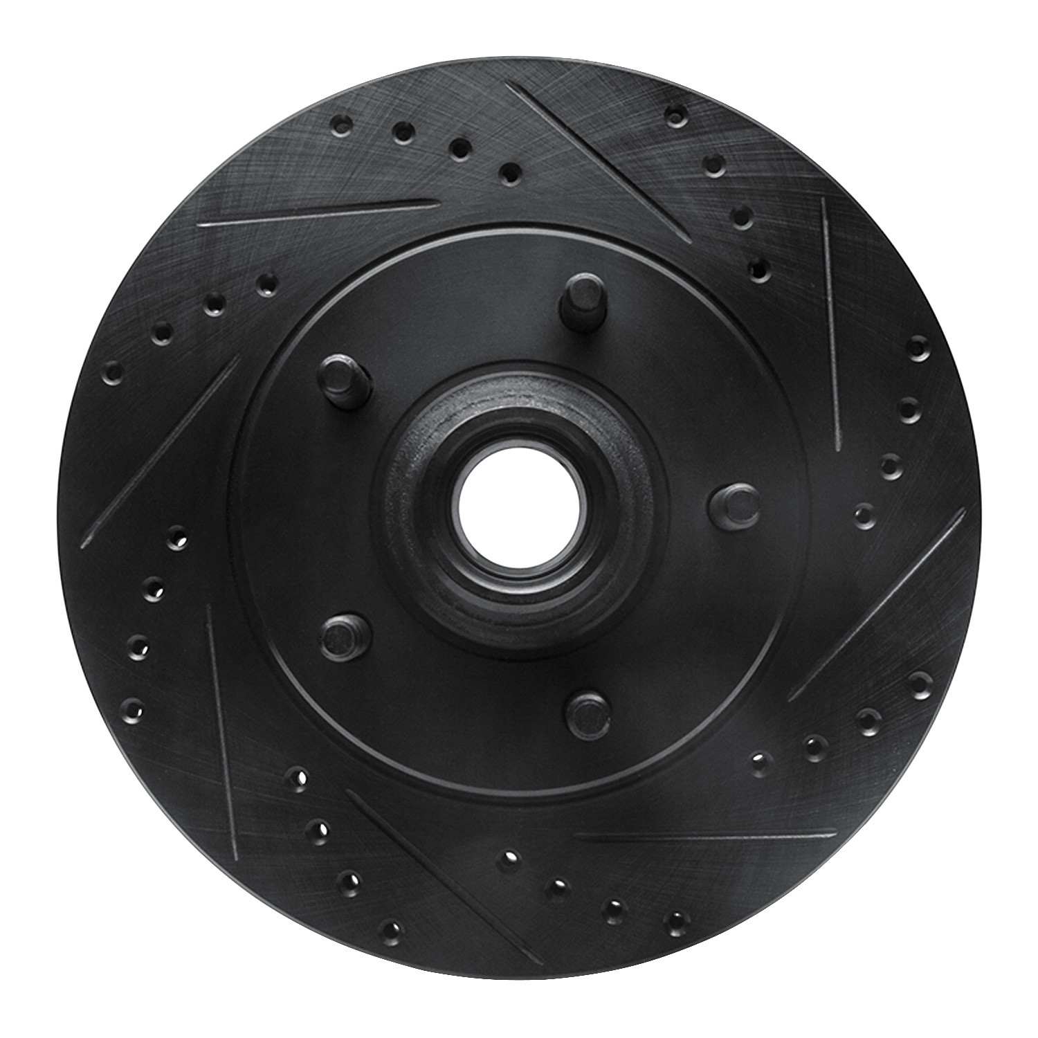 R1 Concepts 00-04 Ford F-150 RWD Front Right Drilled & Slotted Black Brake Rotor