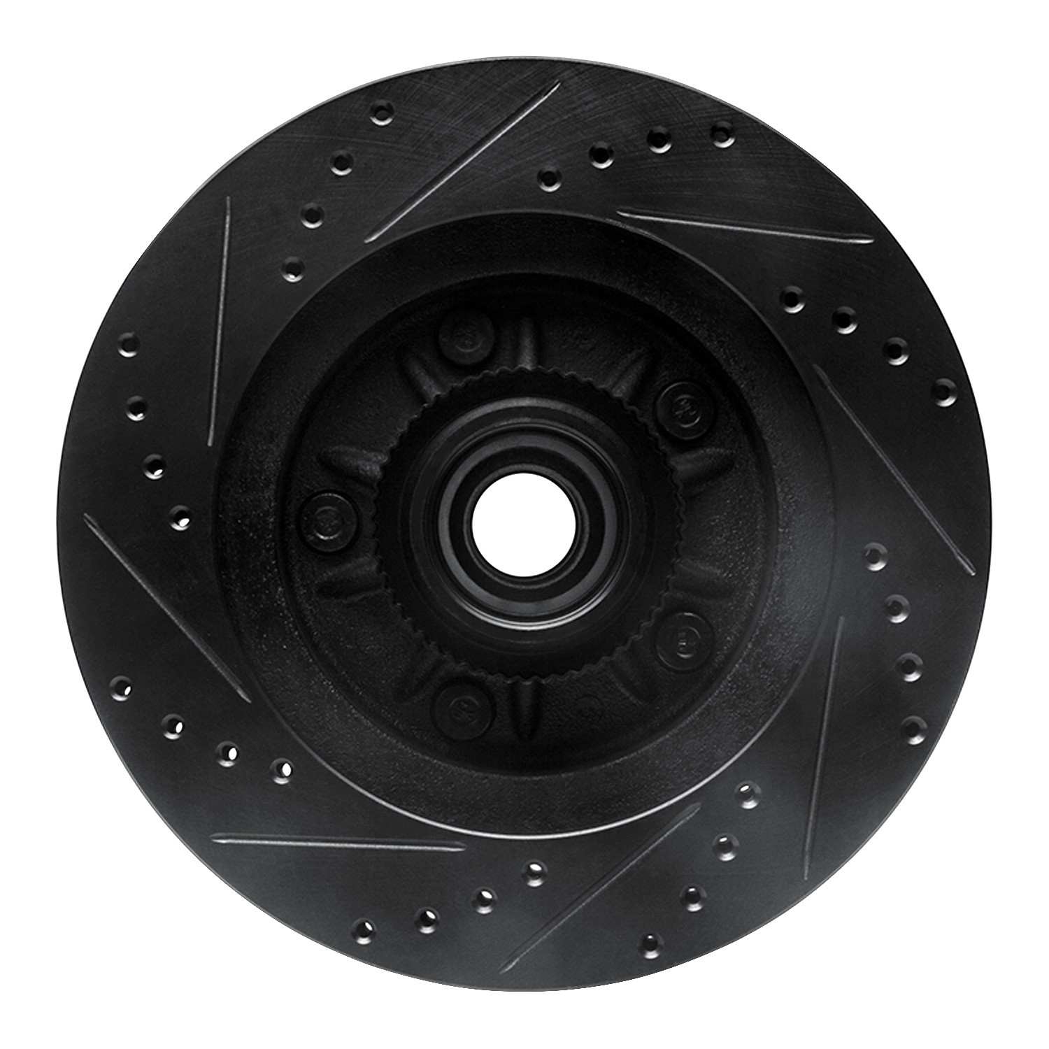 R1 Concepts 00-04 Ford F-150 RWD Front Right Drilled & Slotted Black Brake Rotor - Image 2