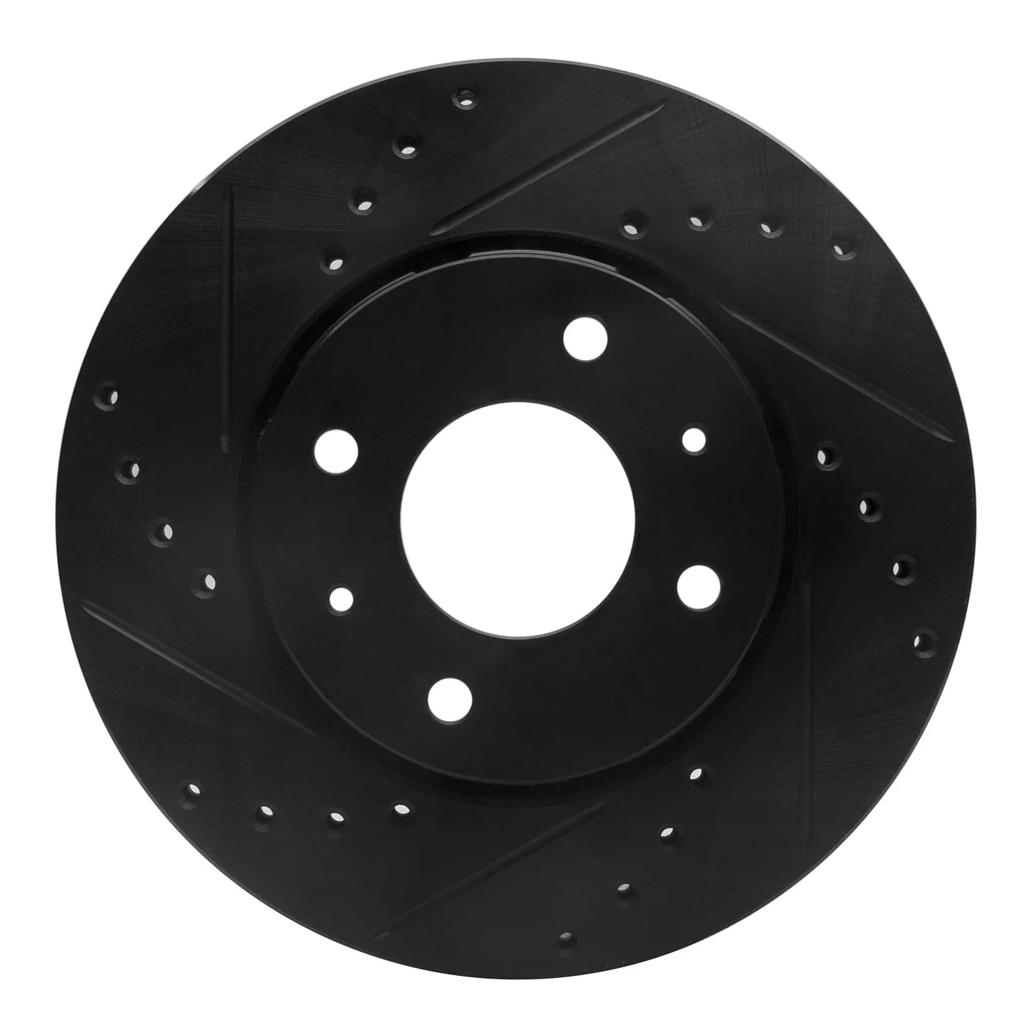 R1 Concepts 00-04 Volvo S40 Front Left Drilled & Slotted Black Brake Rotor
