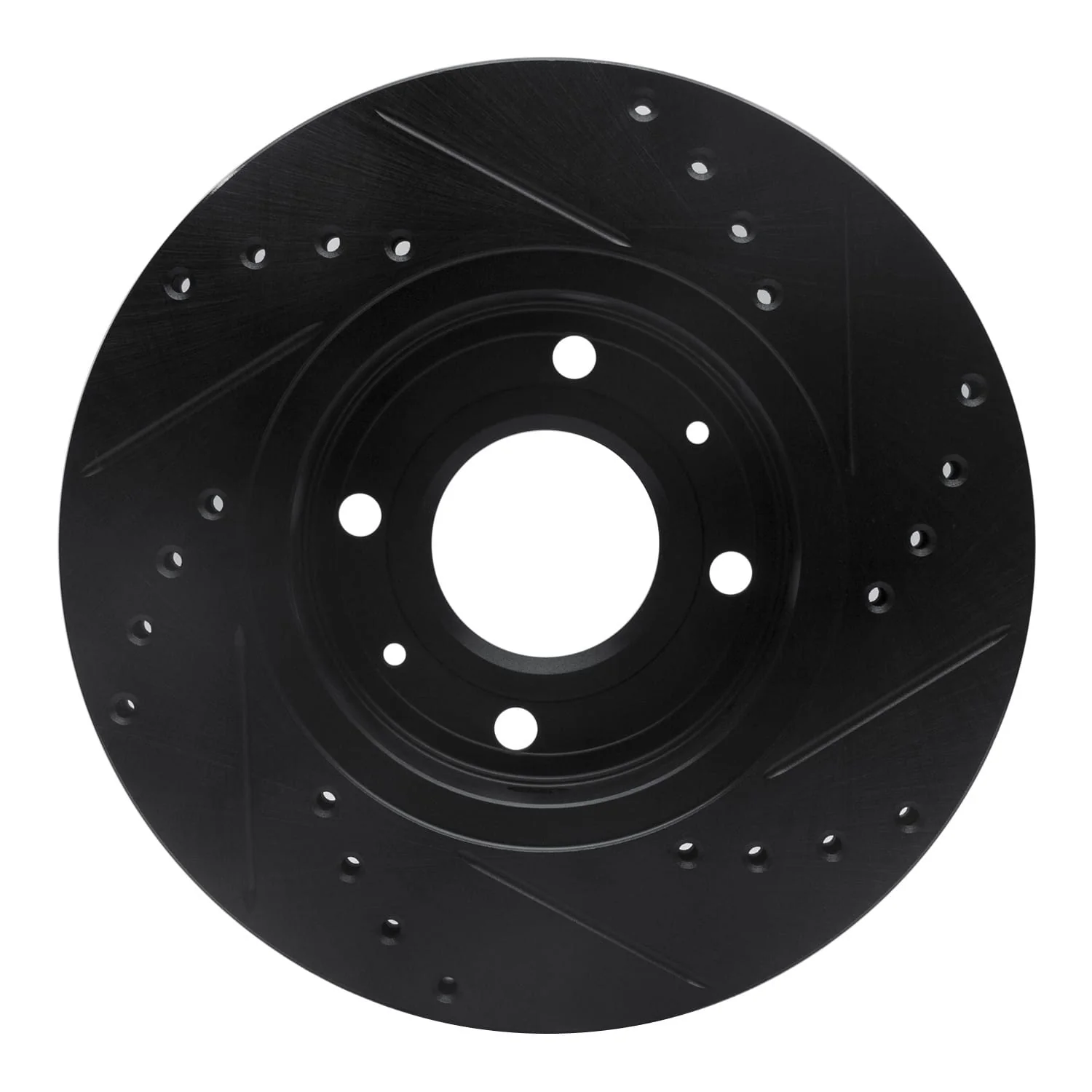 R1 Concepts 00-04 Volvo S40 Front Left Drilled & Slotted Black Brake Rotor - Image 2