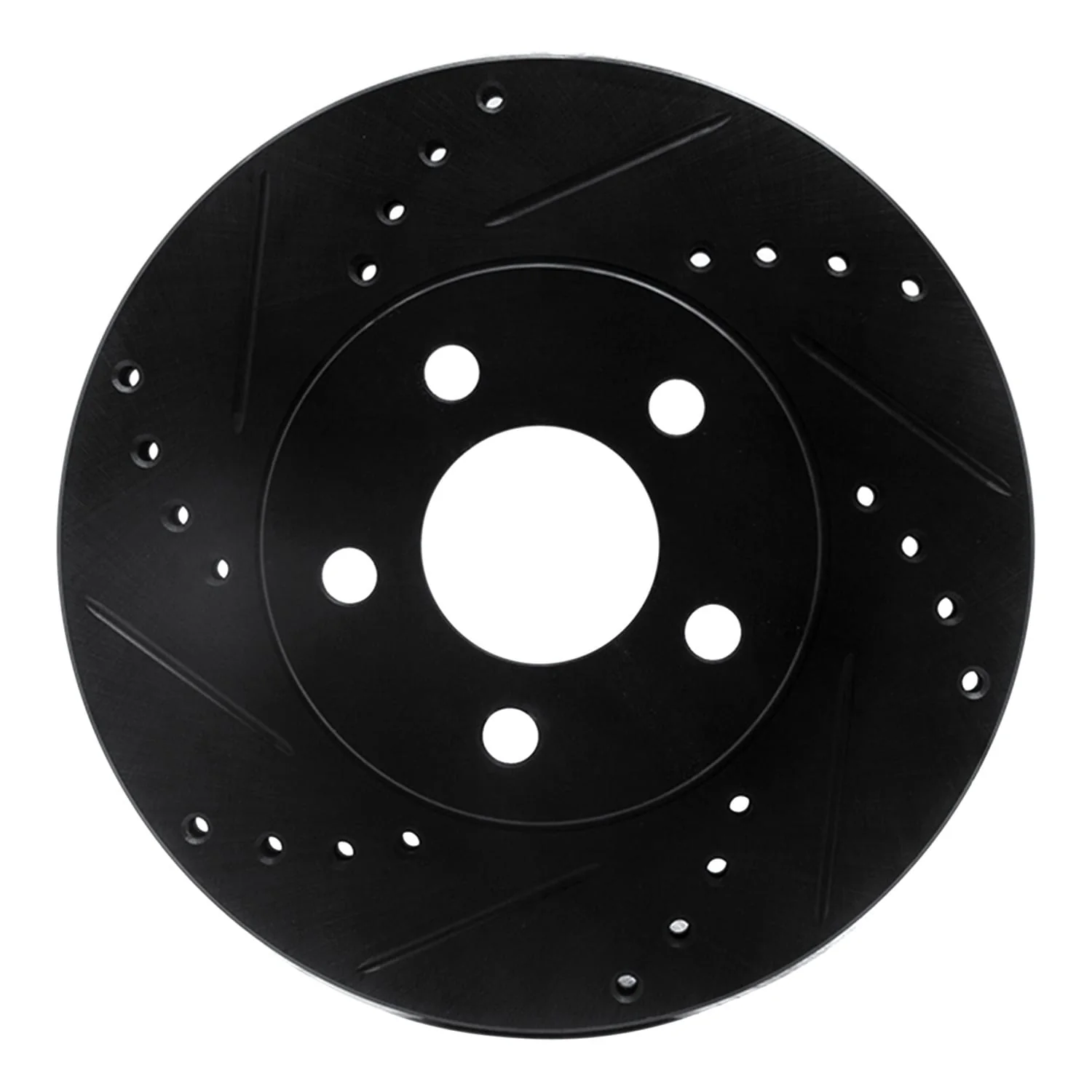 R1 Concepts 00-05 Chrysler Neon Front Left Drilled & Slotted Black Brake Rotor
