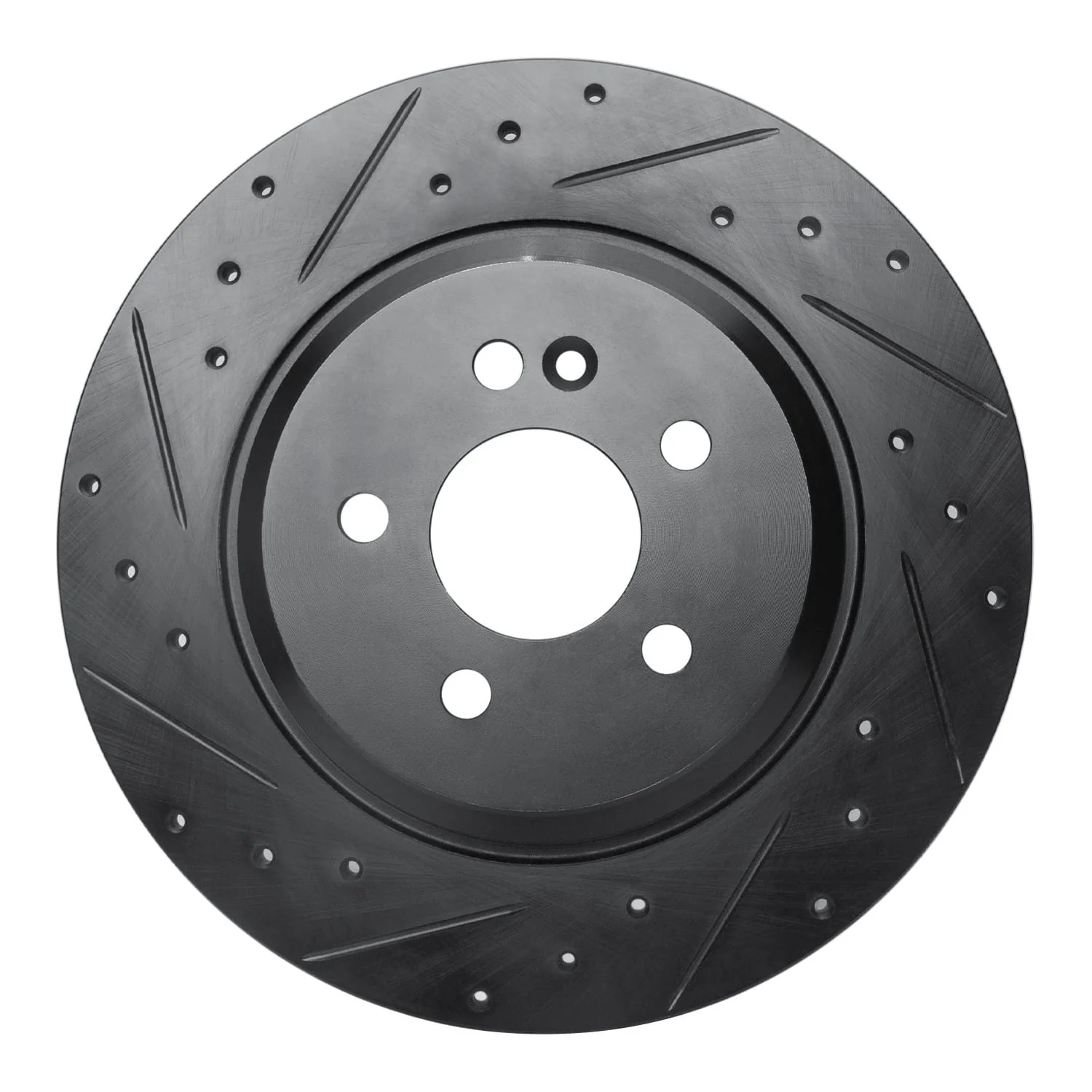 R1 Concepts 00-05 Mercedes-Benz ML500 (USA/Canada) Rear Left Drilled & Slotted Black Brake Rotor