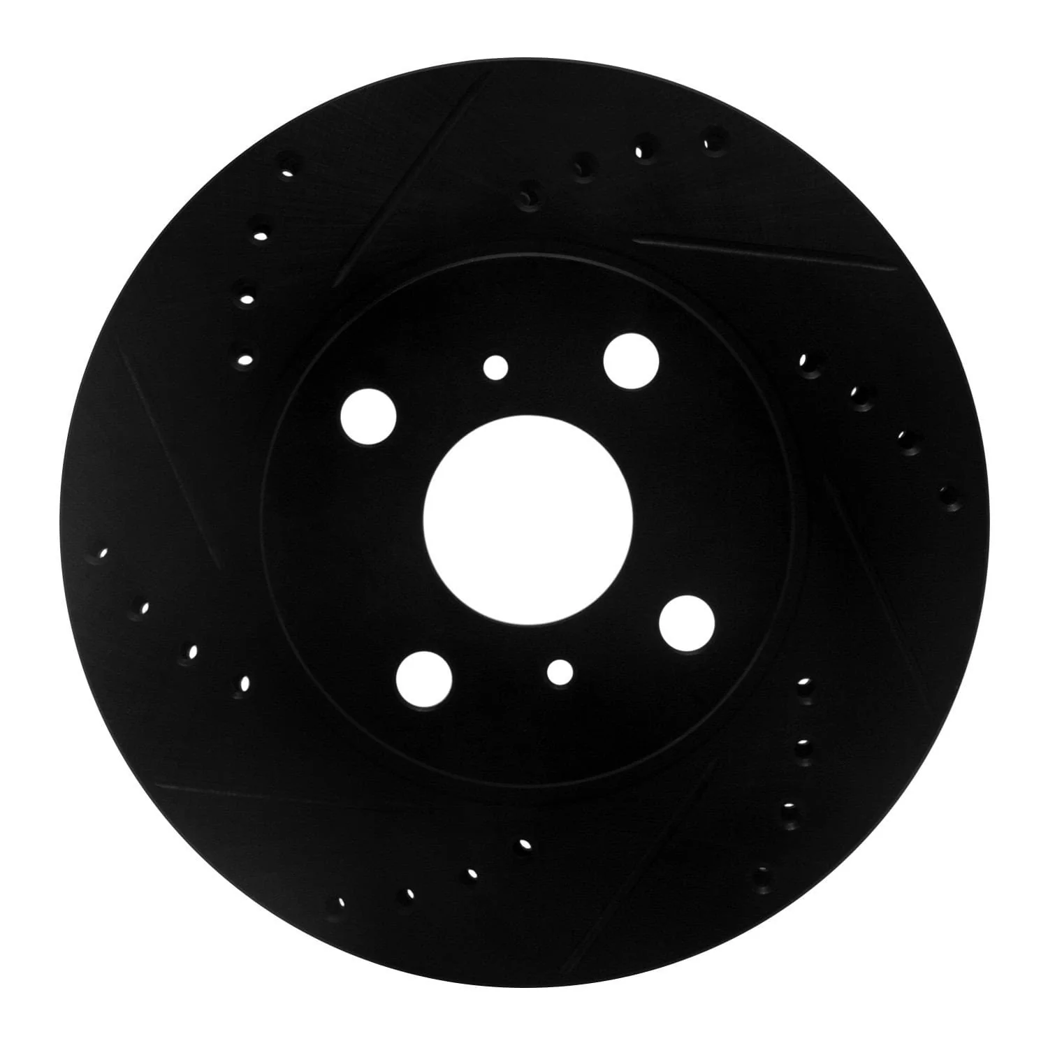 R1 Concepts 00-05 Toyota Echo Front Left Drilled & Slotted Black Brake Rotor