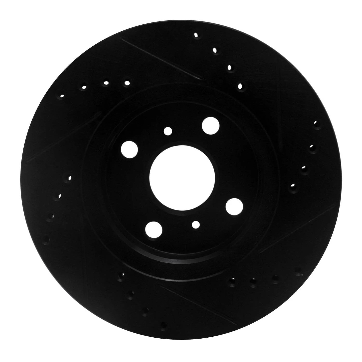 R1 Concepts 00-05 Toyota Echo Front Left Drilled & Slotted Black Brake Rotor - Image 2