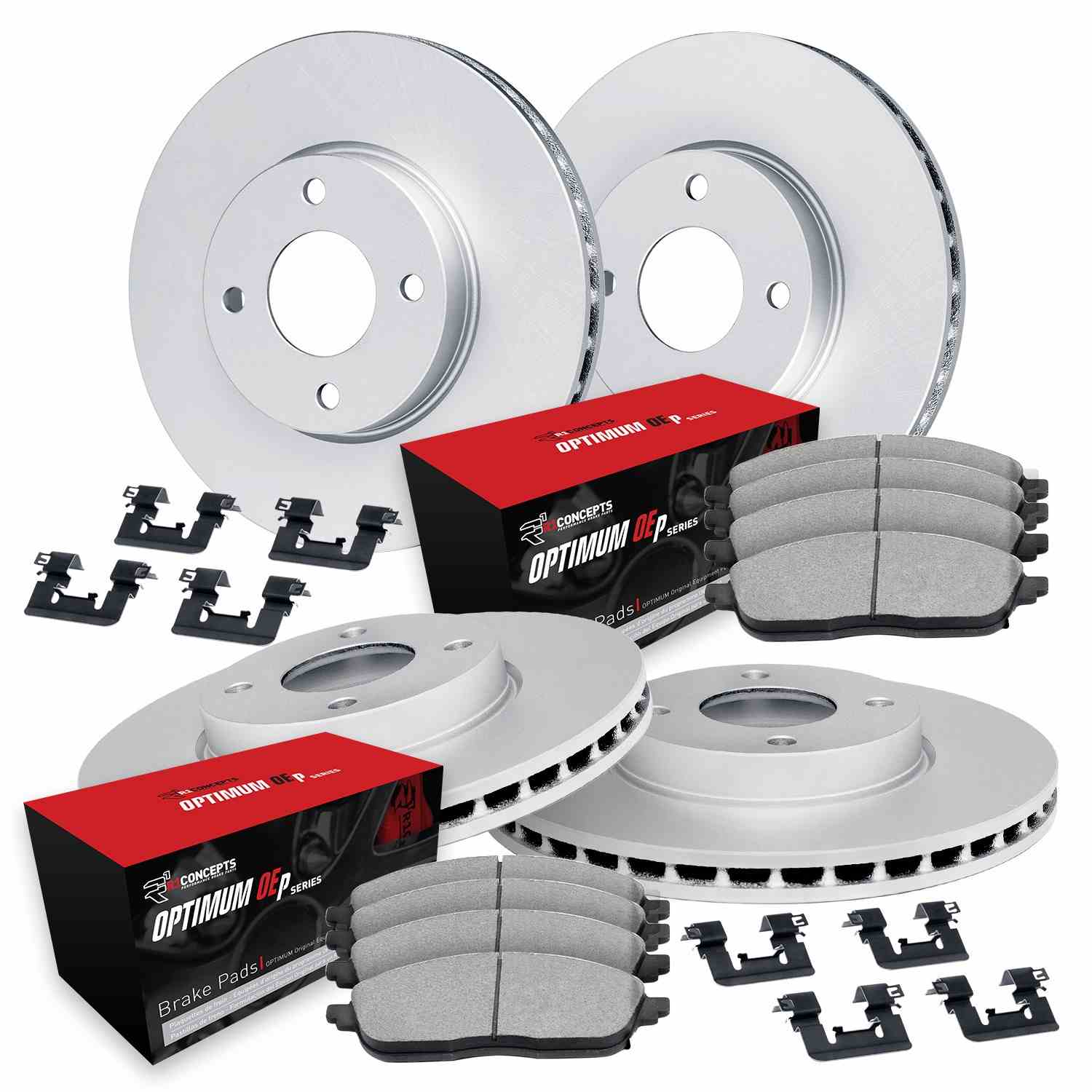 R1 Concepts 00-05 Toyota MR2 Spyder Front & Rear Carbon Coated Brake Rotor Set w/Optimum OE Pads and Hardware