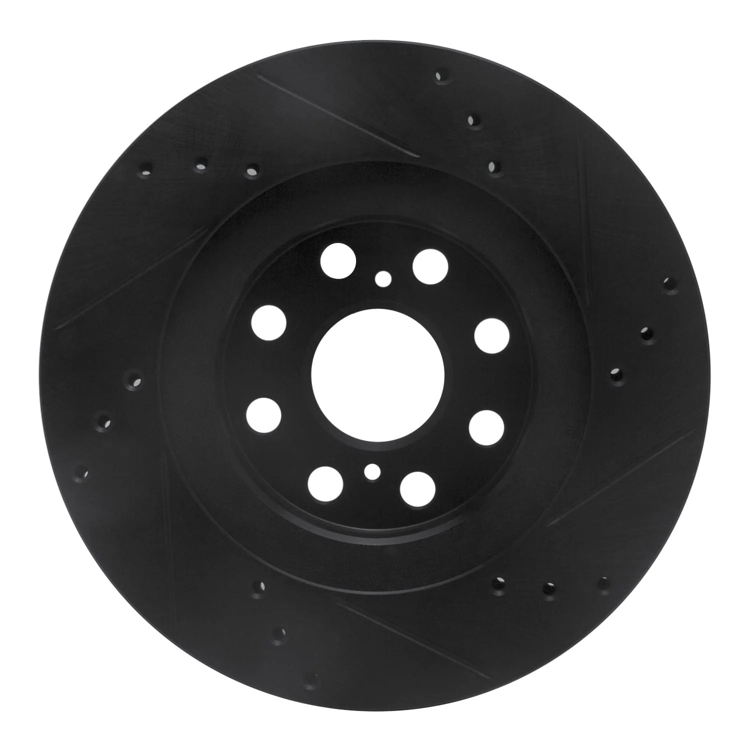 R1 Concepts 00-05 Toyota MR2 Spyder Rear Left Drilled & Slotted Black Brake Rotor - Image 2