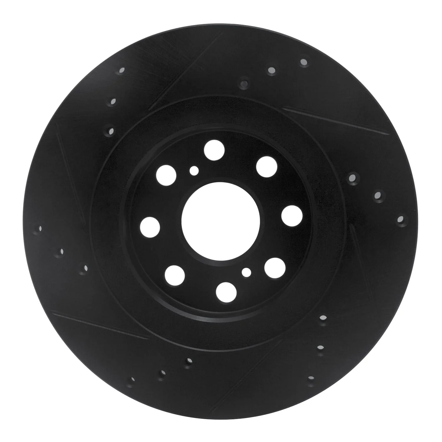 R1 Concepts 00-05 Toyota MR2 Spyder Rear Right Drilled & Slotted Black Brake Rotor - Image 2