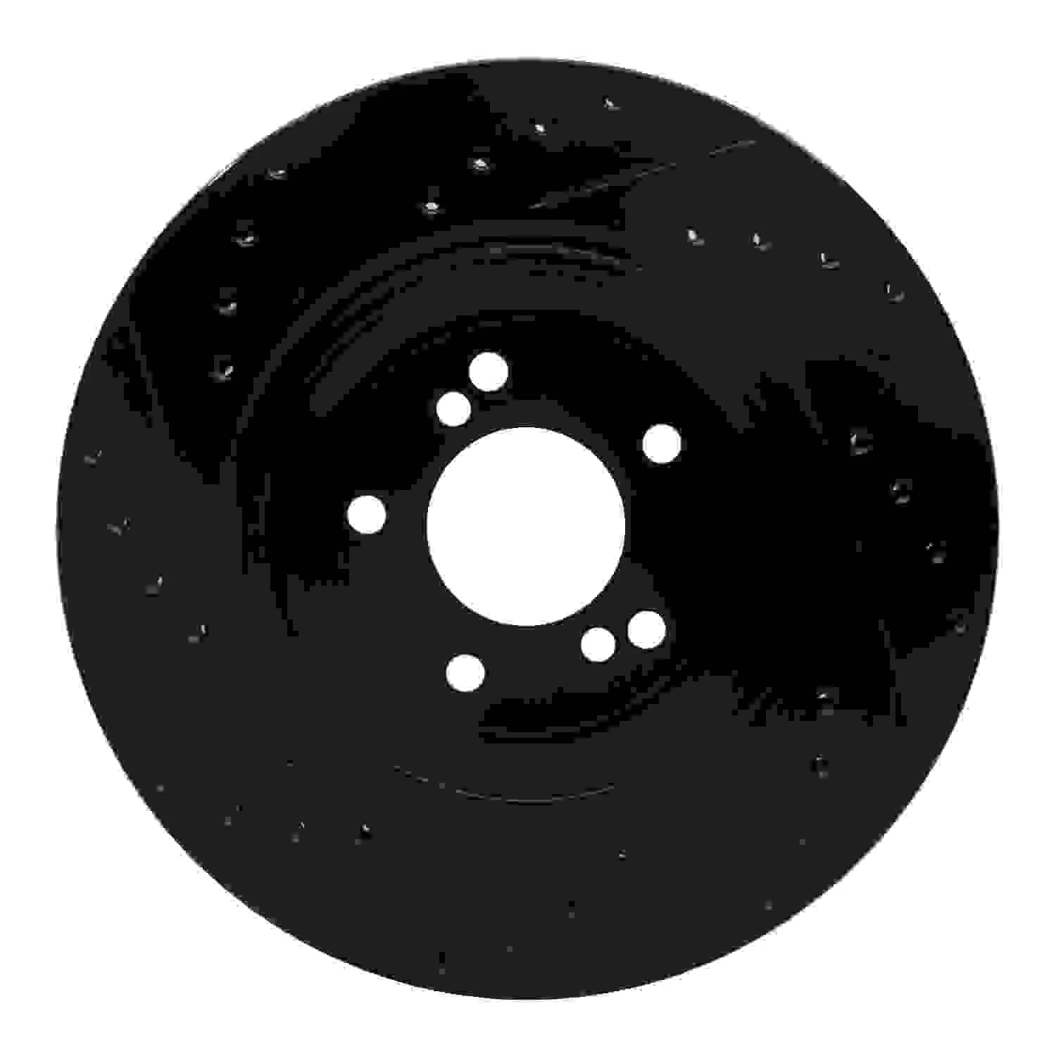 R1 Concepts 00-06 BMW M3 Rear Right Drilled & Slotted Black Brake Rotor - Image 2