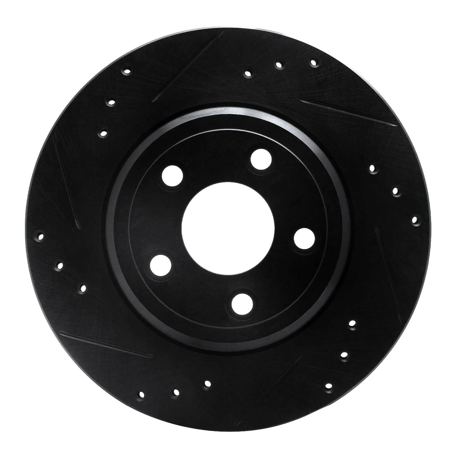 R1 Concepts 00-06 Ford Thunderbird Rear Left Drilled & Slotted Black Brake Rotor