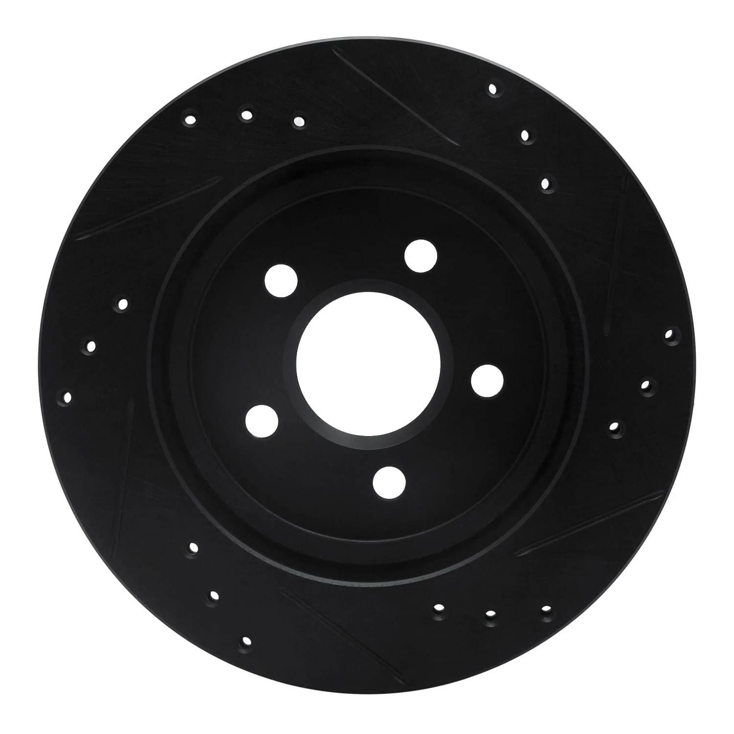 R1 Concepts 00-06 Ford Thunderbird Rear Left Drilled & Slotted Black Brake Rotor - Image 2