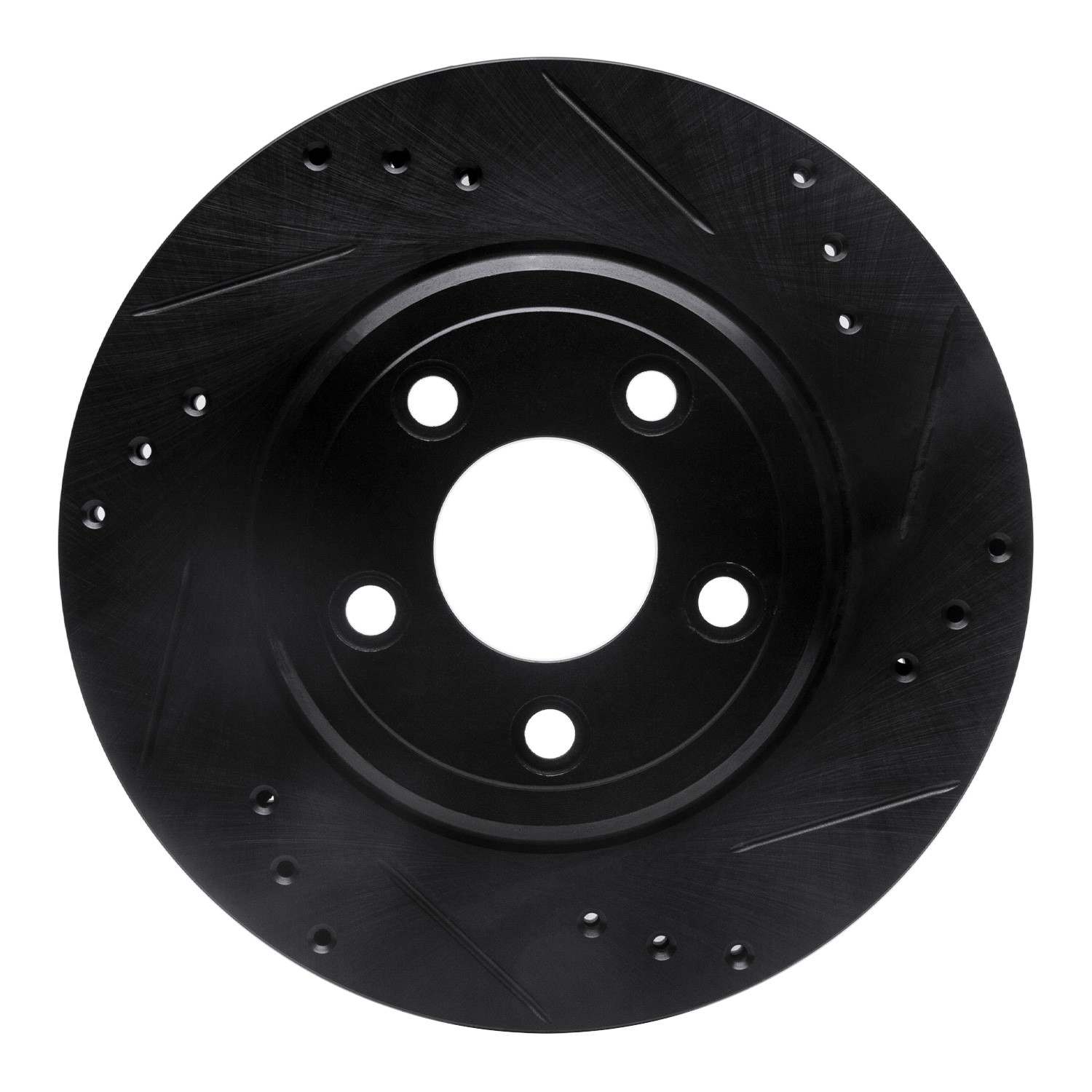 R1 Concepts 00-06 Ford Thunderbird Rear Right Drilled & Slotted Black Brake Rotor