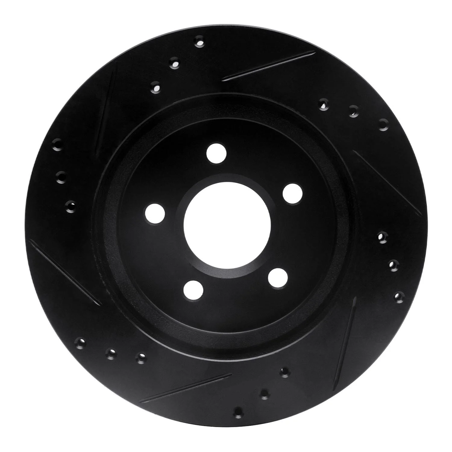 R1 Concepts 00-06 Ford Thunderbird Rear Right Drilled & Slotted Black Brake Rotor - Image 2
