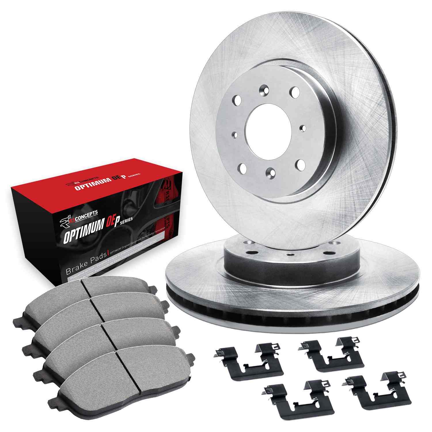 R1 Concepts 00-06 Honda Insight Front Brake Rotor Set w/Optimum OE Pads and Hardware - Image 2