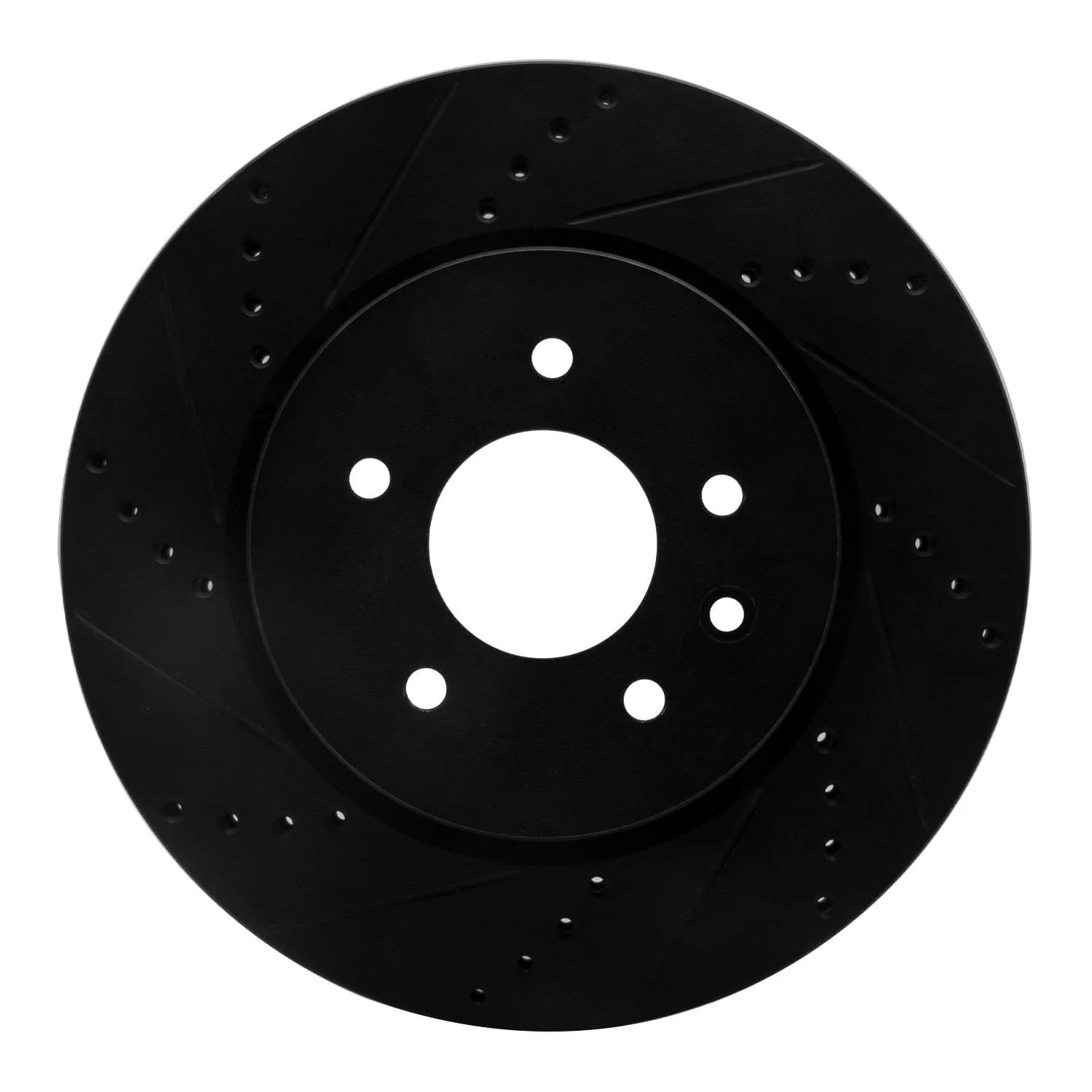 R1 Concepts 00-06 Jaguar XJR Rear Left Drilled & Slotted Black Brake Rotor