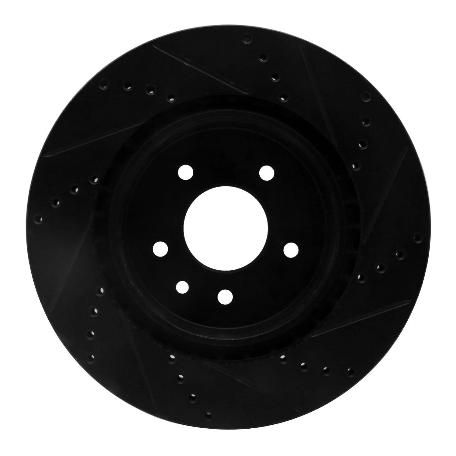 R1 Concepts 00-06 Jaguar XJR Rear Left Drilled & Slotted Black Brake Rotor - Image 2