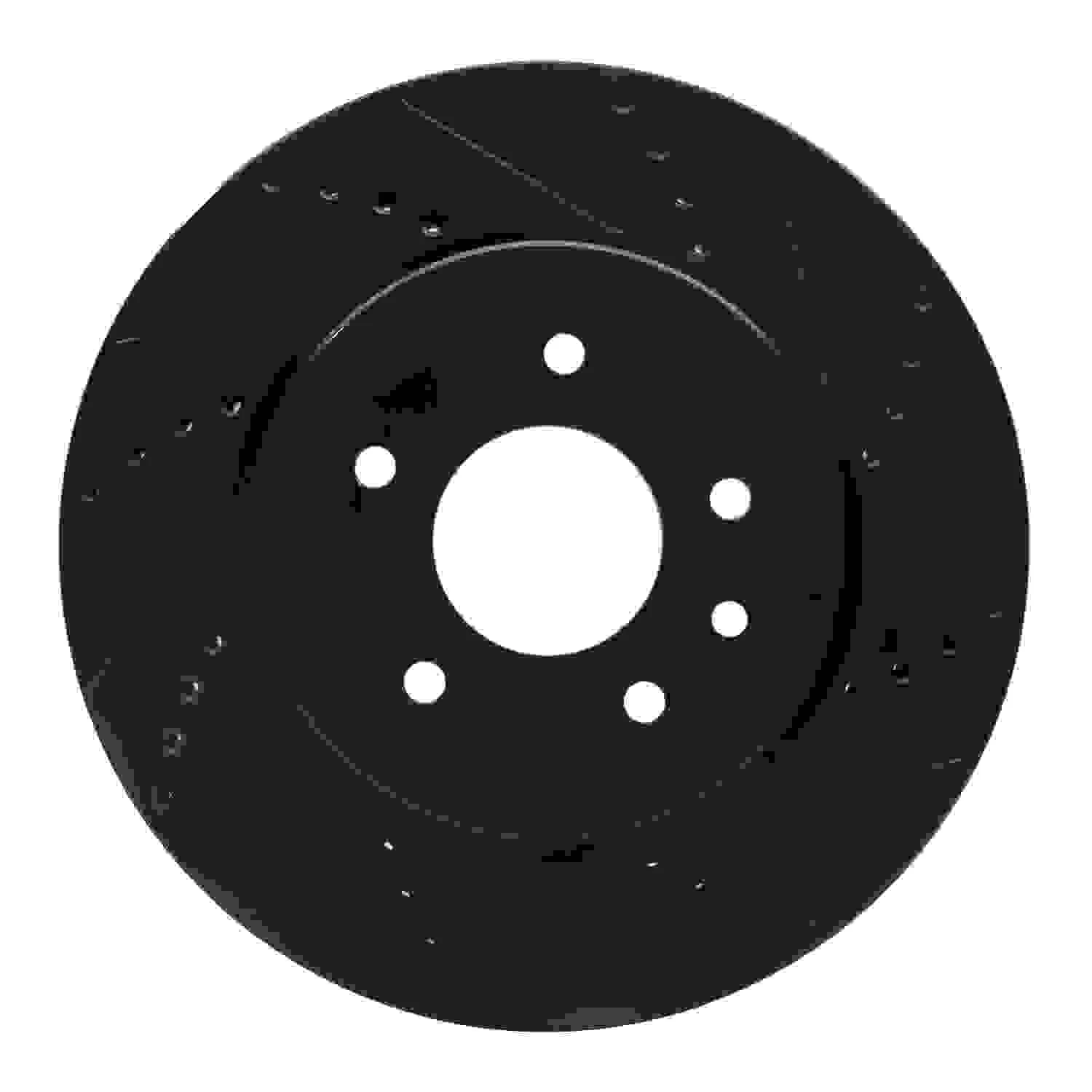 R1 Concepts 00-06 Jaguar XJR Rear Right Drilled & Slotted Black Brake Rotor