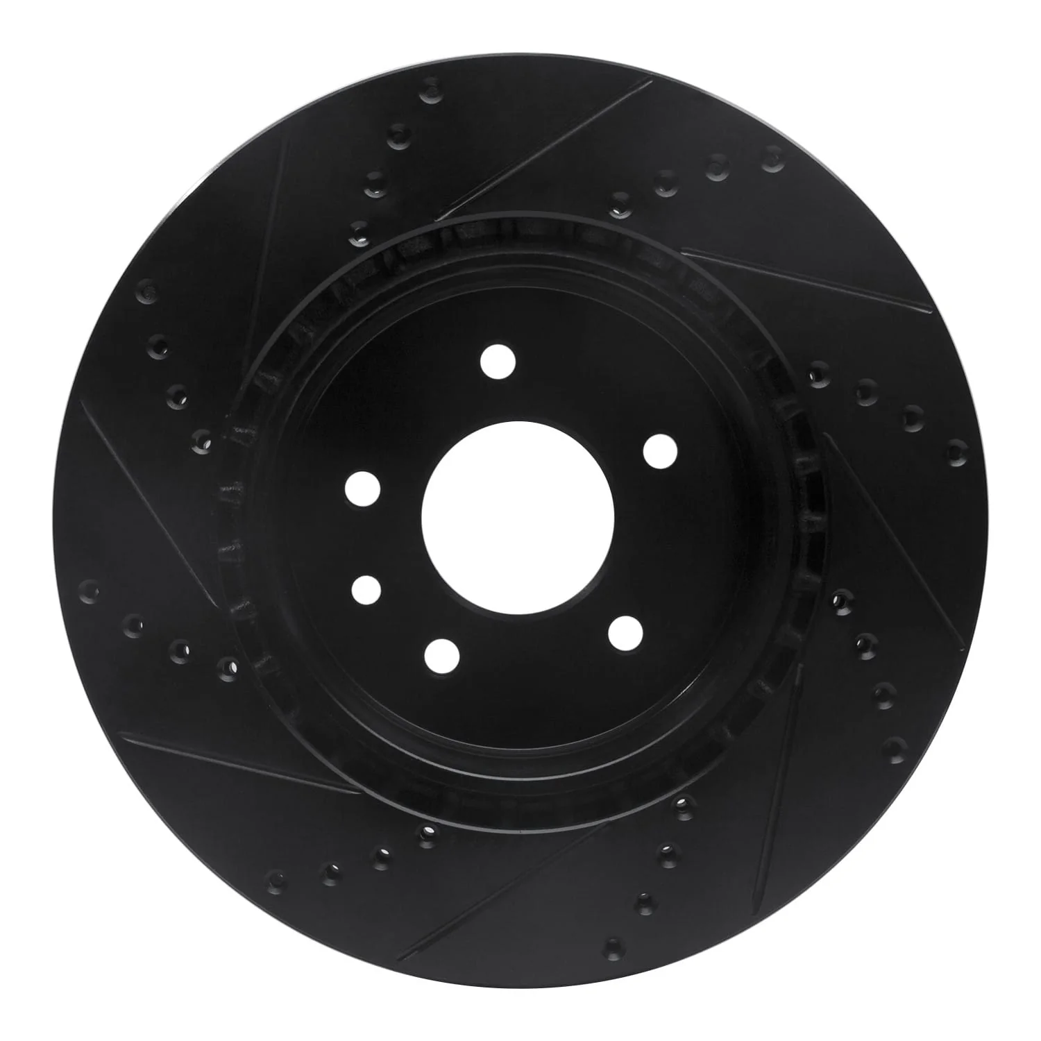 R1 Concepts 00-06 Jaguar XJR Rear Right Drilled & Slotted Black Brake Rotor - Image 2