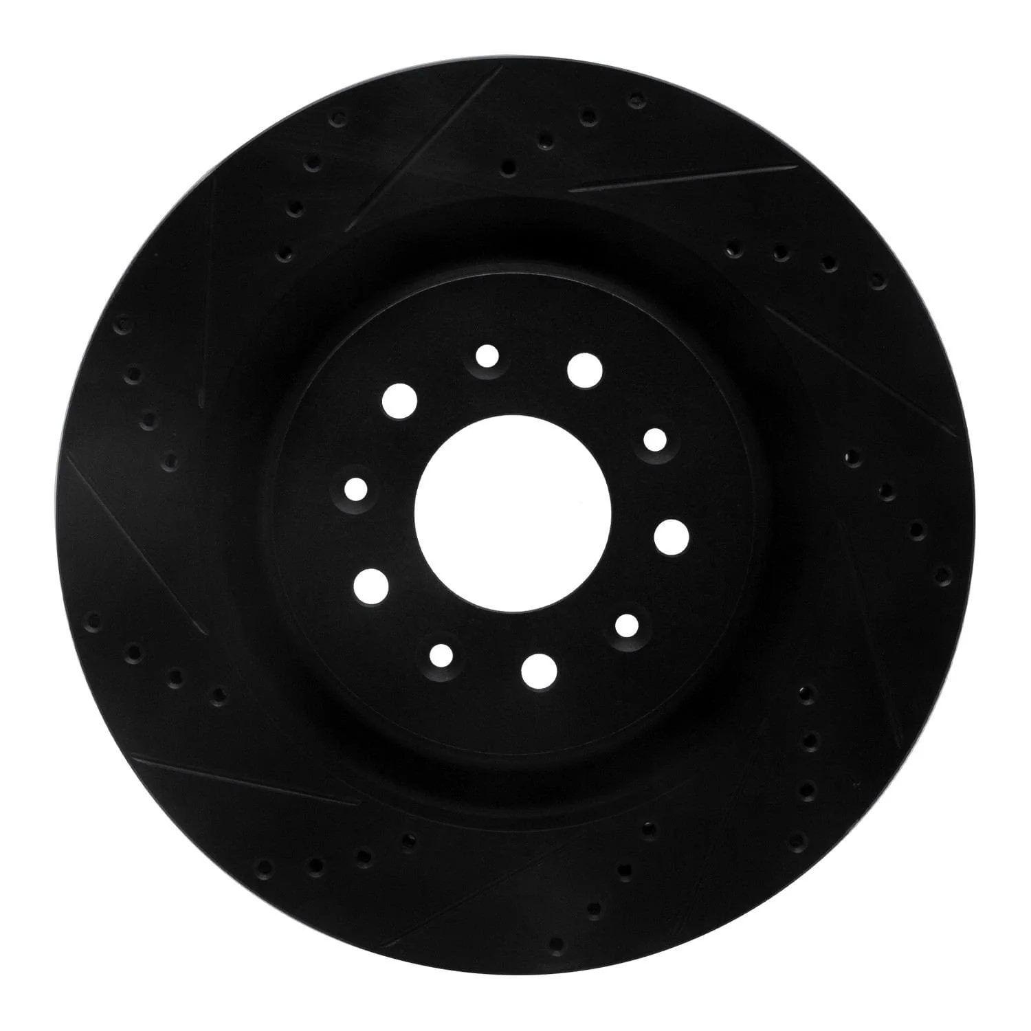 R1 Concepts 00-06 Jaguar XKR Front Left Drilled & Slotted Black Brake Rotor