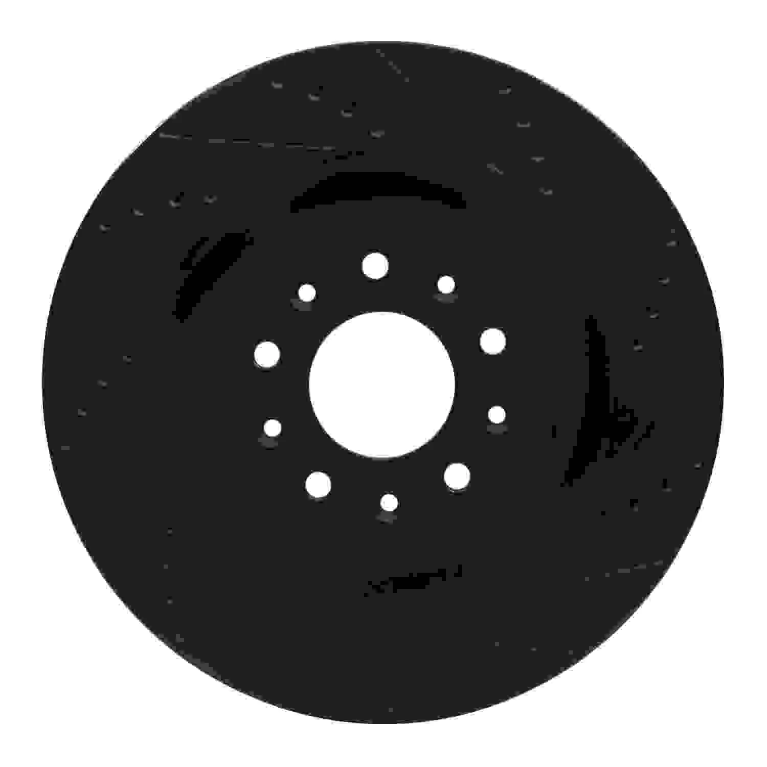 R1 Concepts 00-06 Jaguar XKR Front Right Drilled & Slotted Black Brake Rotor