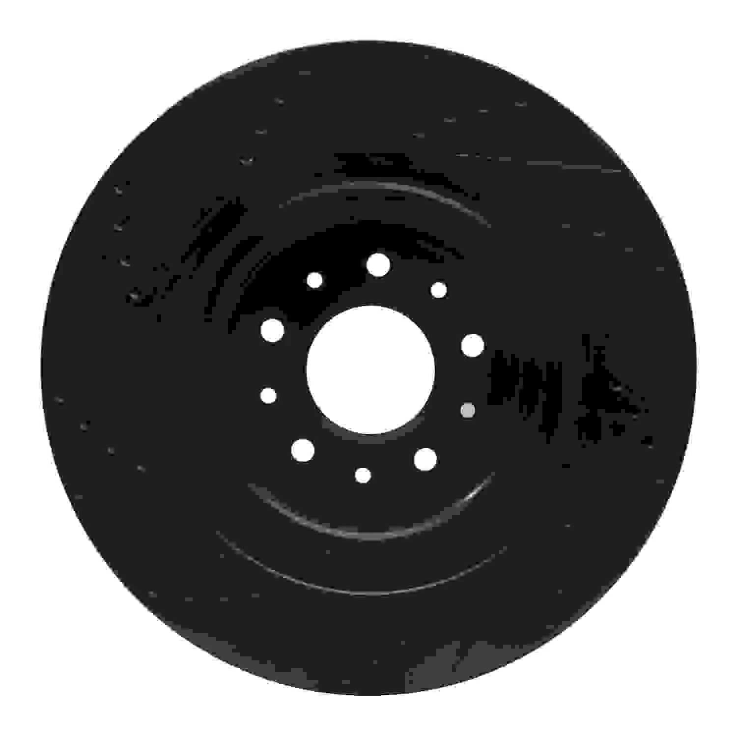 R1 Concepts 00-06 Jaguar XKR Front Right Drilled & Slotted Black Brake Rotor - Image 2