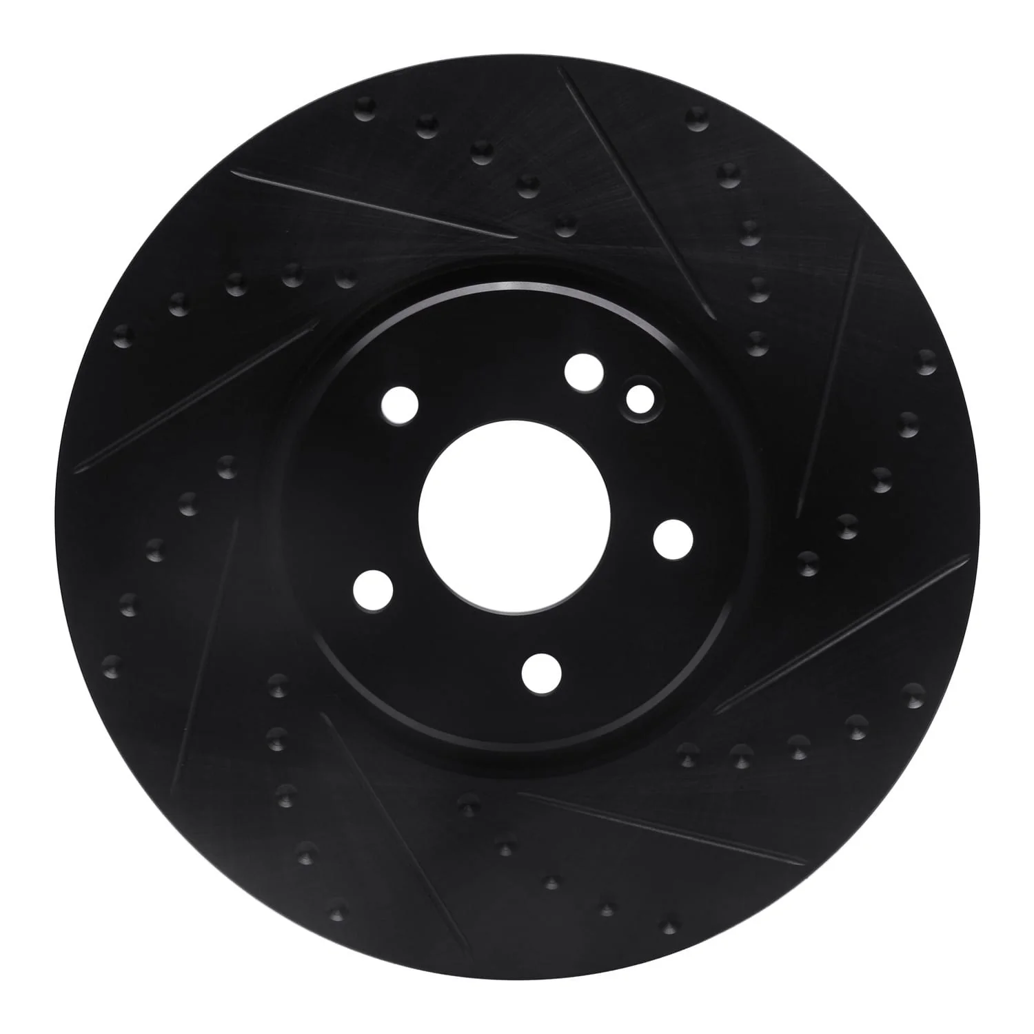 R1 Concepts 00-06 Mercedes-Benz E430 Front Right Drilled & Slotted Black Brake Rotor