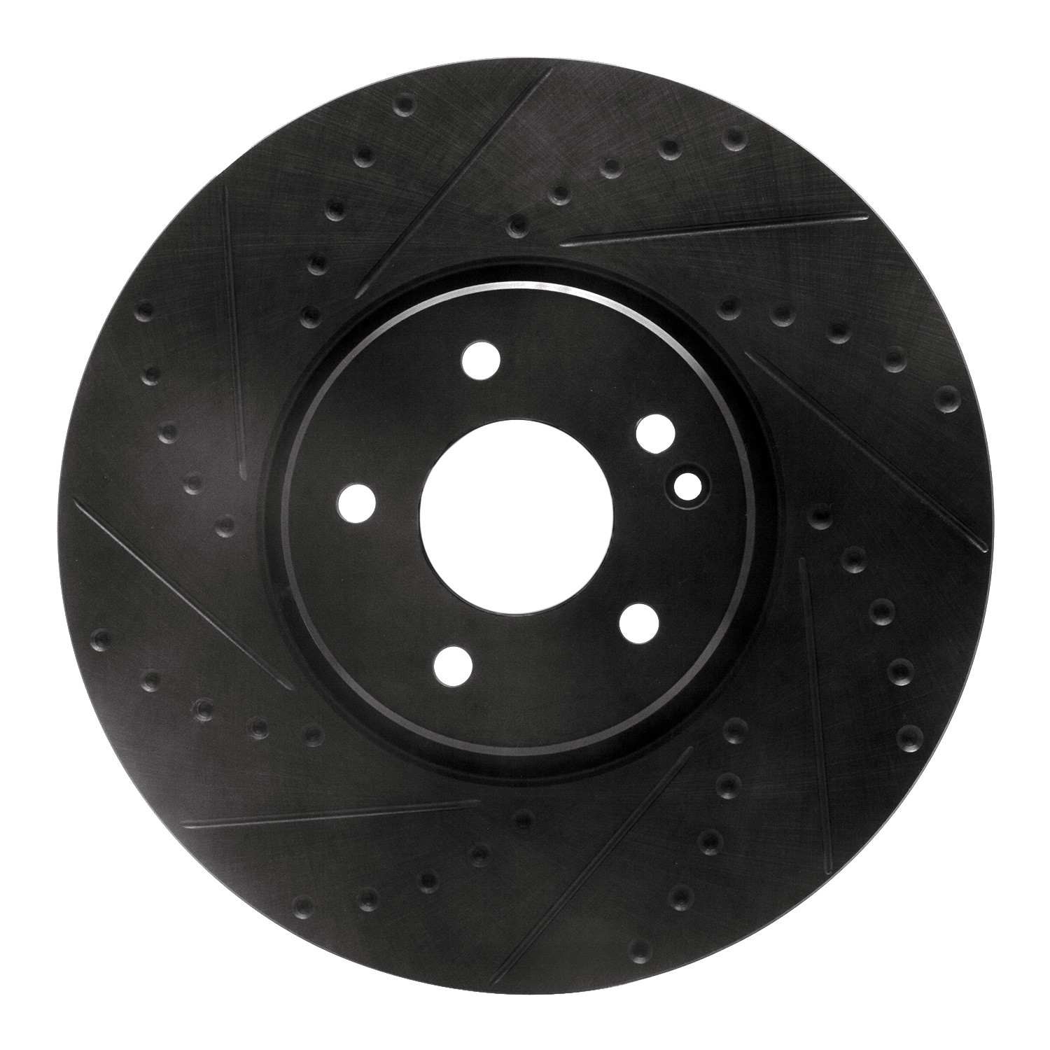 R1 Concepts 00-06 Mercedes-Benz SLK32 AMG Front Left Drilled & Slotted Black Brake Rotor
