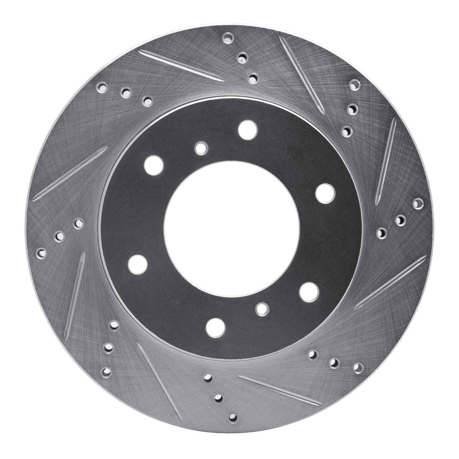 R1 Concepts 00-06 Mitsubishi Montero Front Right Drilled & Slotted Silver Brake Rotor
