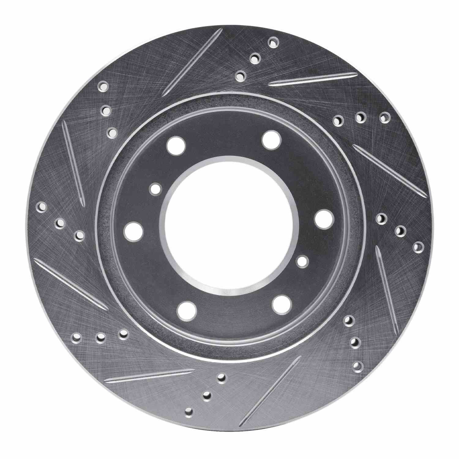 R1 Concepts 00-06 Mitsubishi Montero Front Right Drilled & Slotted Silver Brake Rotor - Image 2