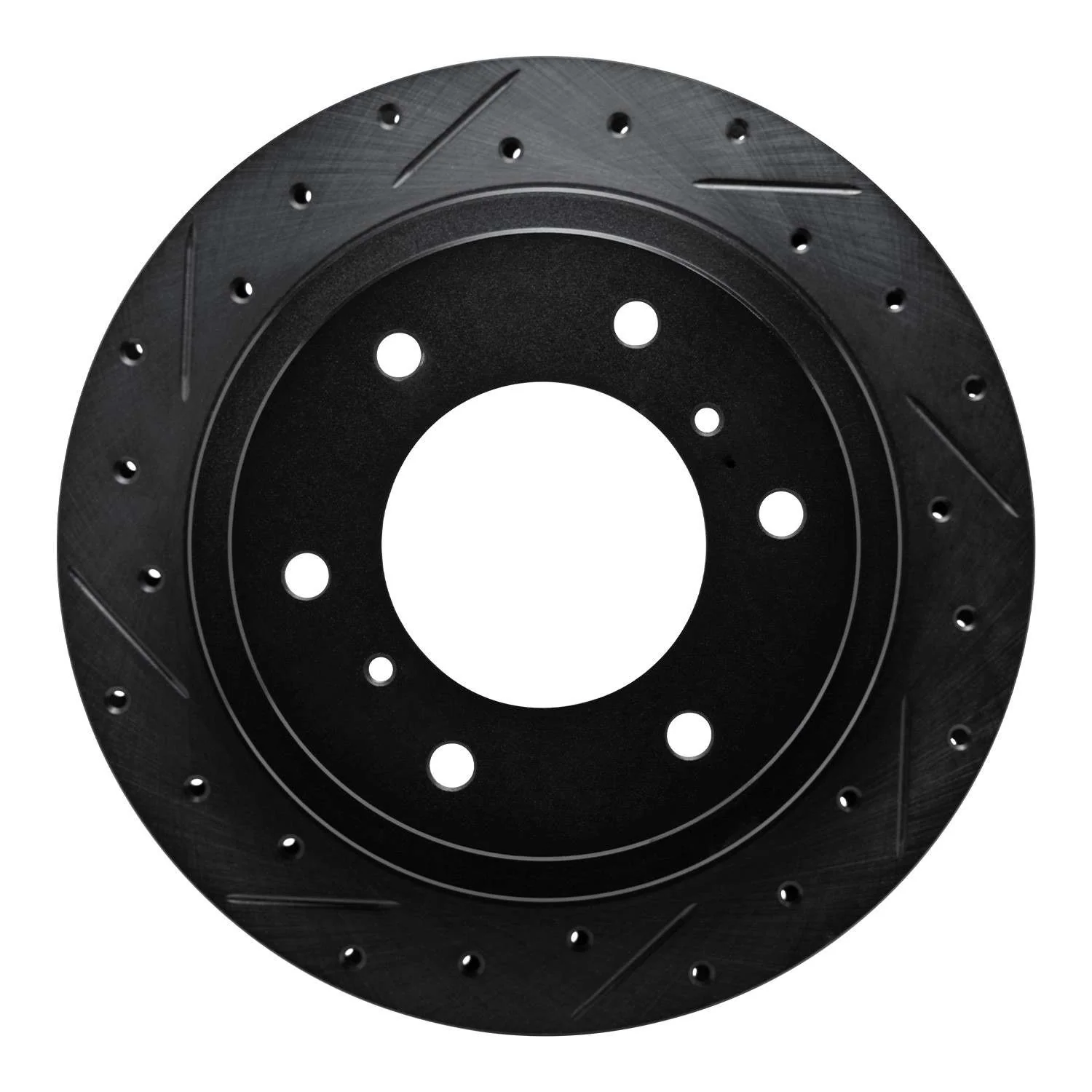 R1 Concepts 00-06 Mitsubishi Montero Rear Left Drilled & Slotted Black Brake Rotor