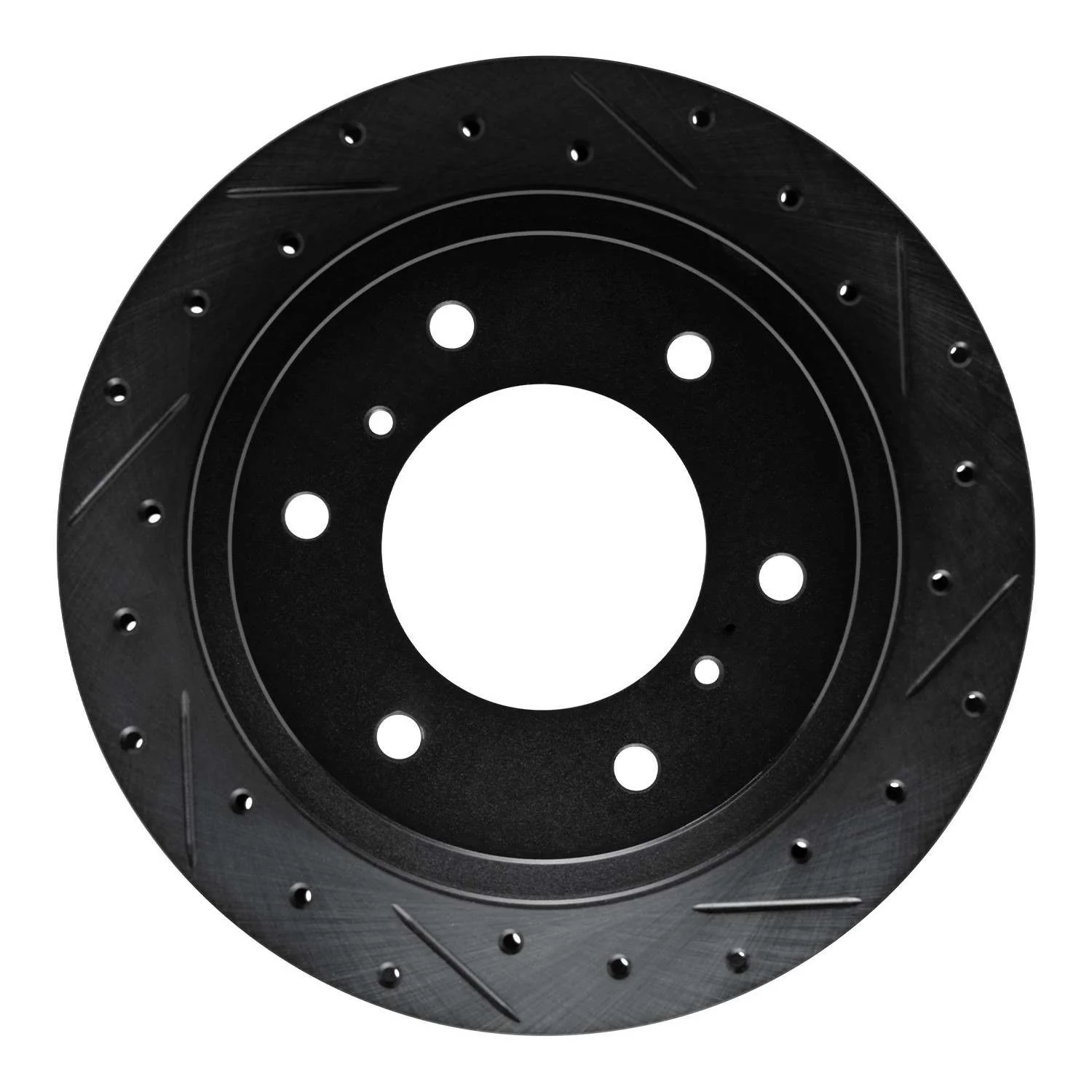 R1 Concepts 00-06 Mitsubishi Montero Rear Right Drilled & Slotted Black Brake Rotor