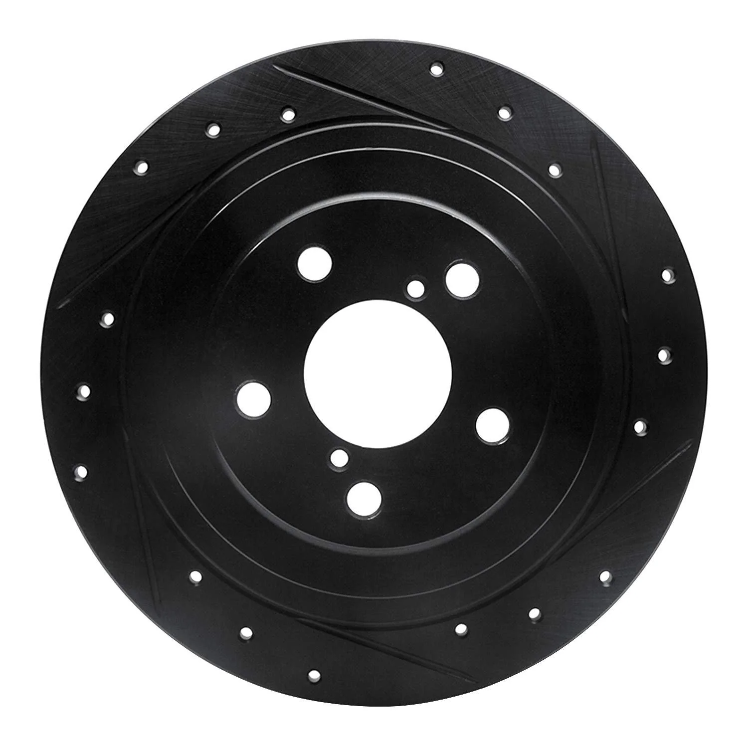 R1 Concepts 00-06 Subaru Baja Rear Right Drilled & Slotted Black Brake Rotor