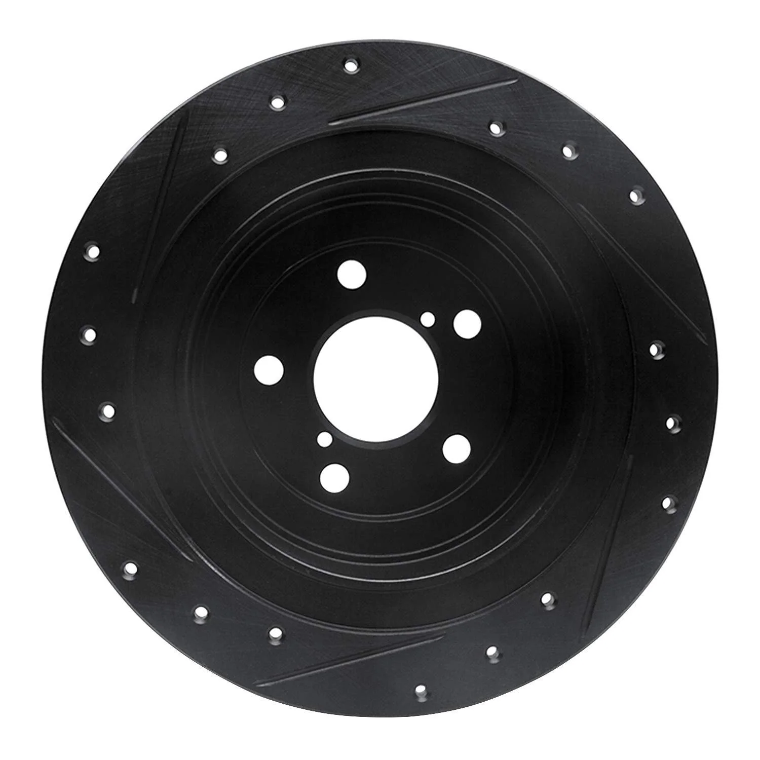 R1 Concepts 00-06 Subaru Baja Rear Right Drilled & Slotted Black Brake Rotor - Image 2