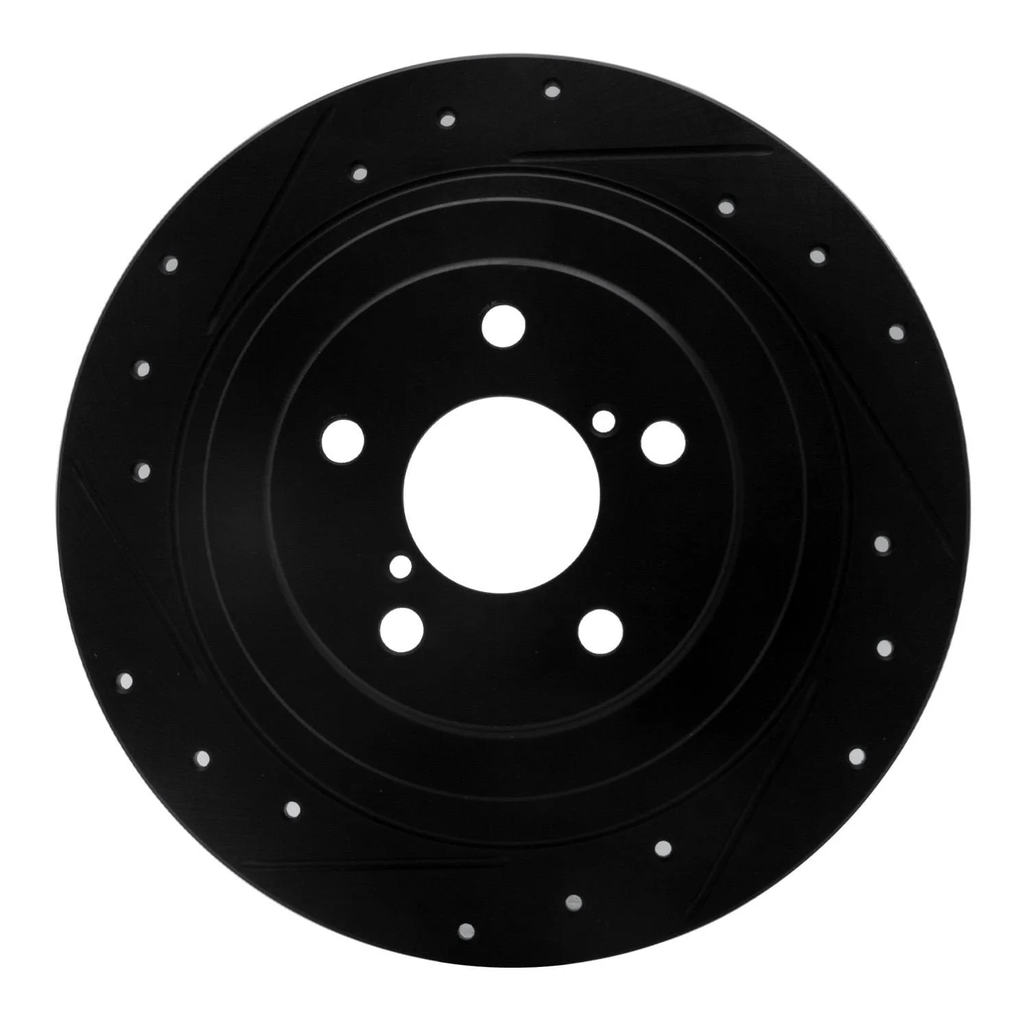 R1 Concepts 00-06 Subaru Outback Rear Left Drilled & Slotted Black Brake Rotor