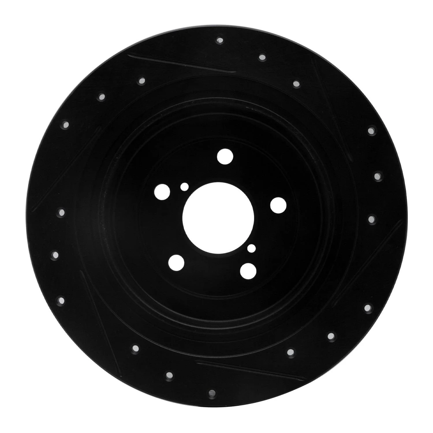 R1 Concepts 00-06 Subaru Outback Rear Left Drilled & Slotted Black Brake Rotor - Image 2