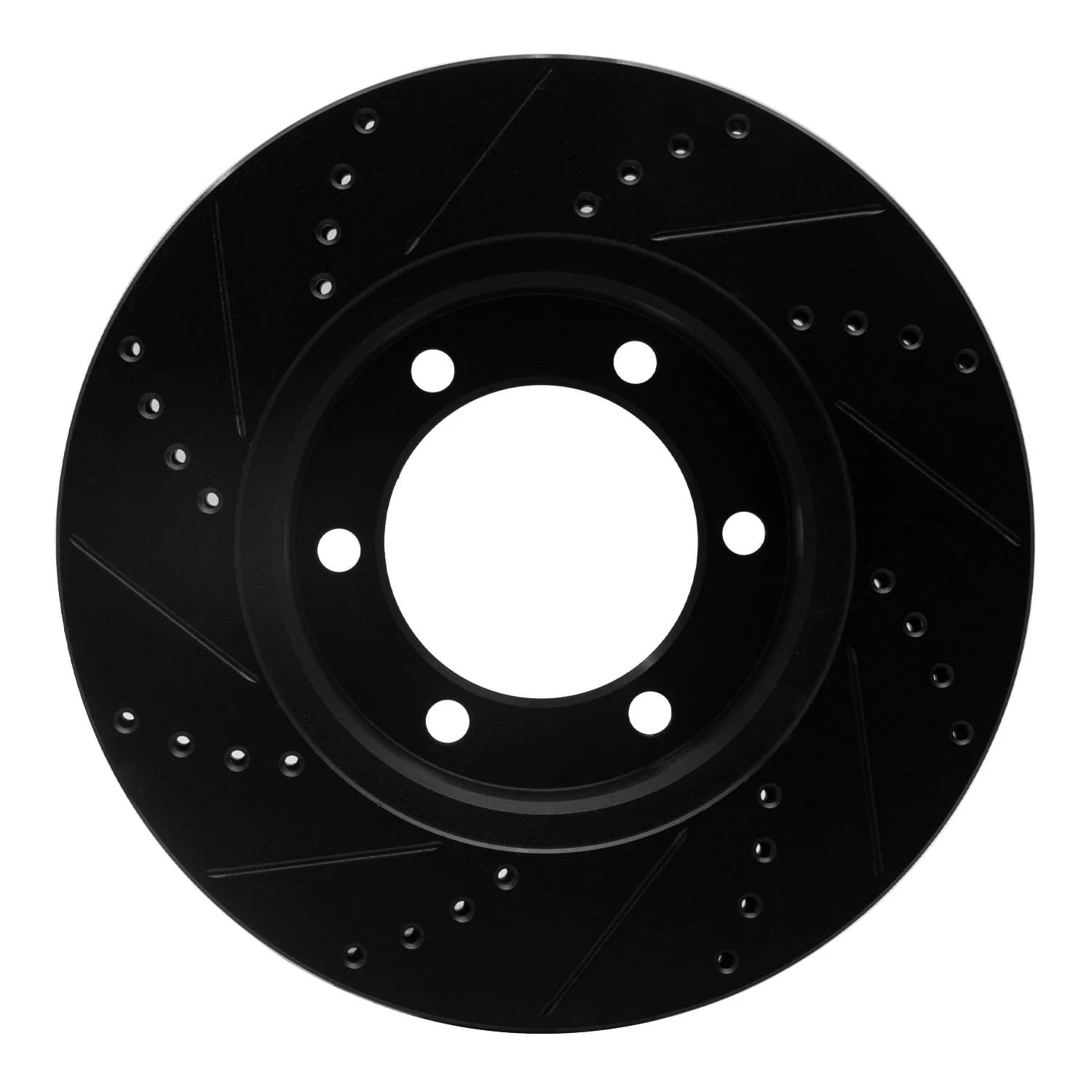 R1 Concepts 00-07 Toyota SEQUOIA Front Right Drilled & Slotted Black Brake Rotor - Image 2