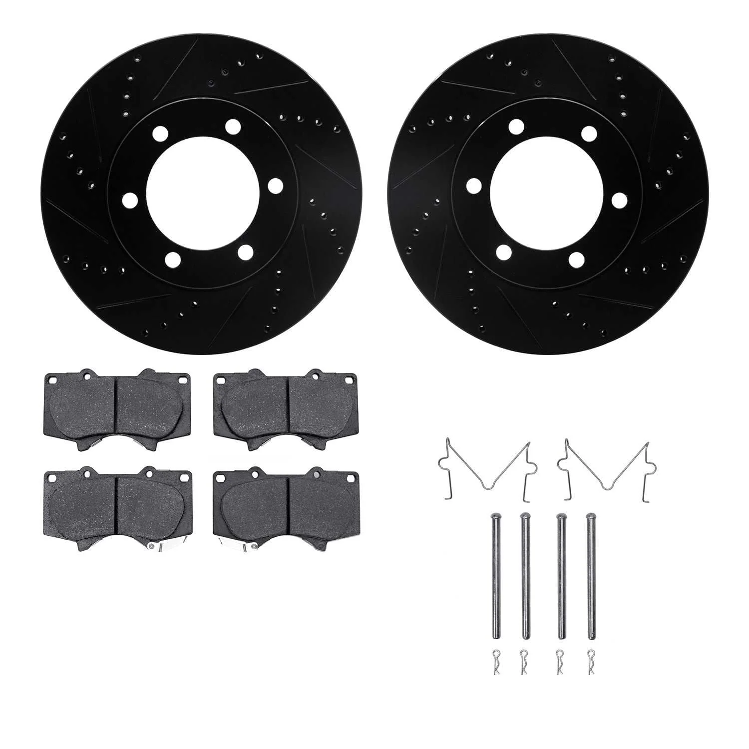 R1 Concepts 00-07 Toyota Tundra Front Drill/Slot Black Rotors w/Off-Road/Tow Pads