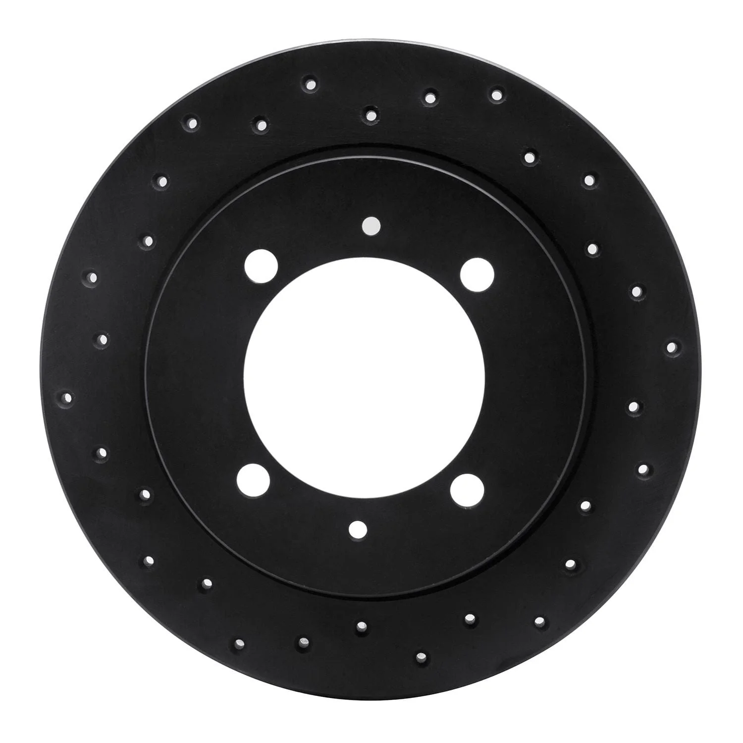 R1 Concepts 00-07 Volvo S40 Rear Left Drilled Black Brake Rotor