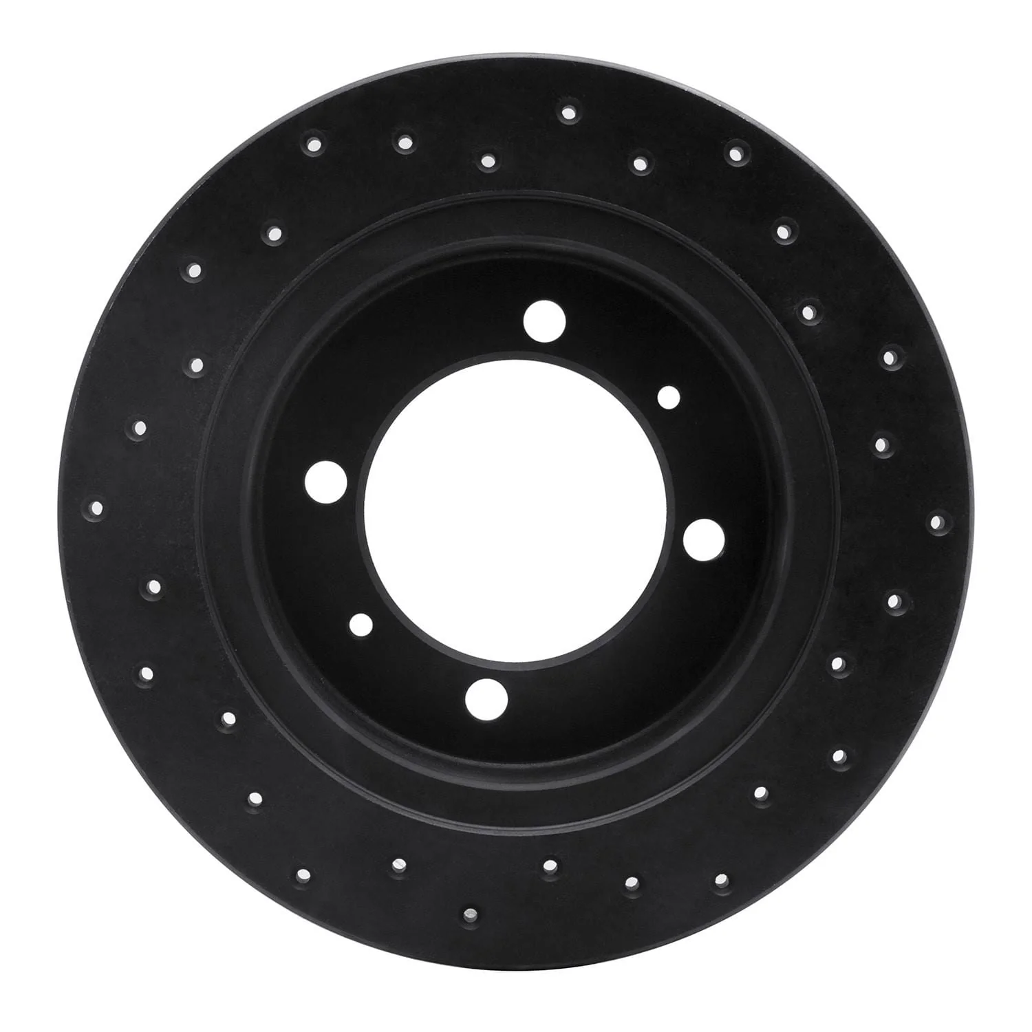 R1 Concepts 00-07 Volvo S40 Rear Left Drilled Black Brake Rotor - Image 2