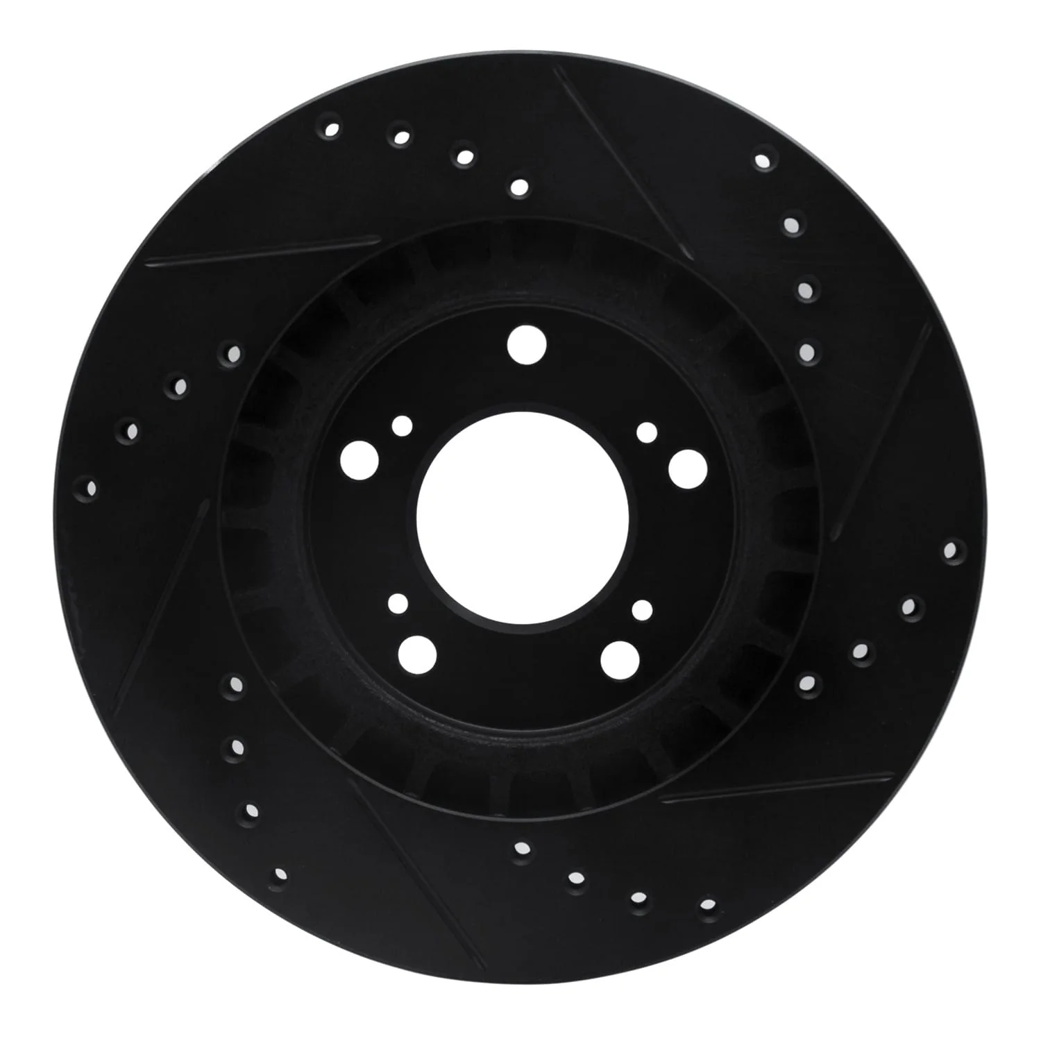 R1 Concepts 00-09 Honda S2000 Front Left Drilled & Slotted Black Brake Rotor - Image 2