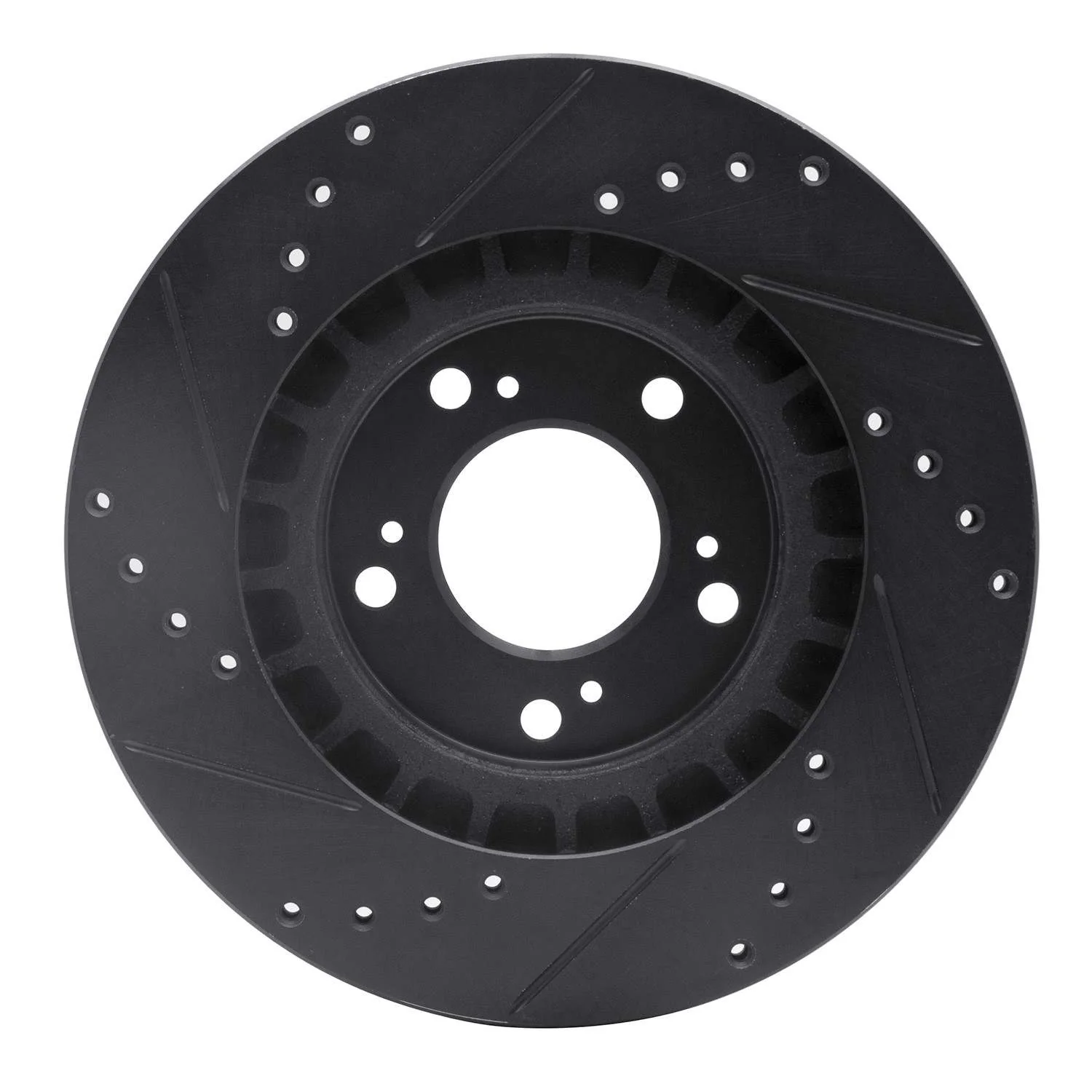 R1 Concepts 00-09 Honda S2000 Front Right Drilled & Slotted Black Brake Rotor - Image 2